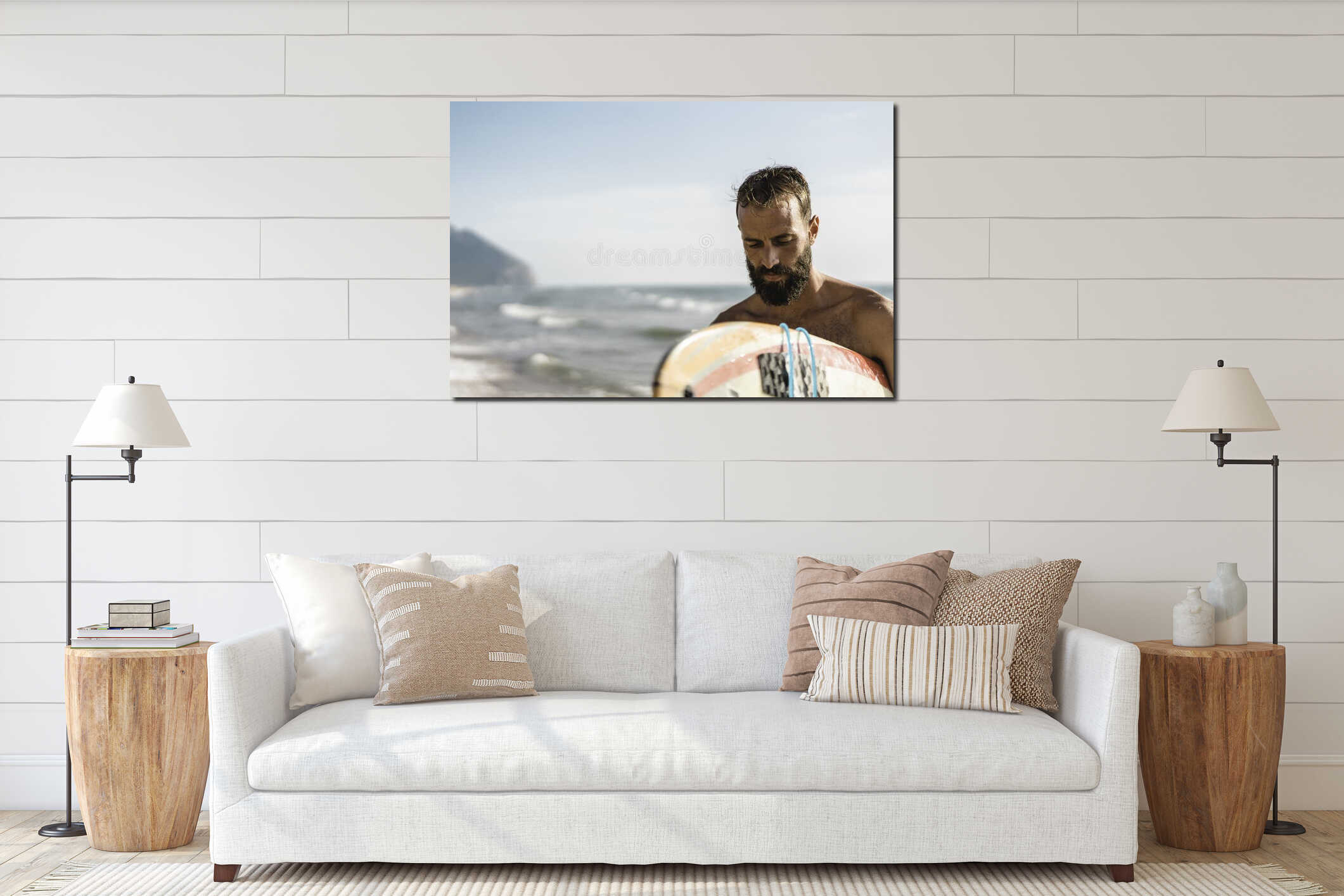 Canvas hanging interior mockup
