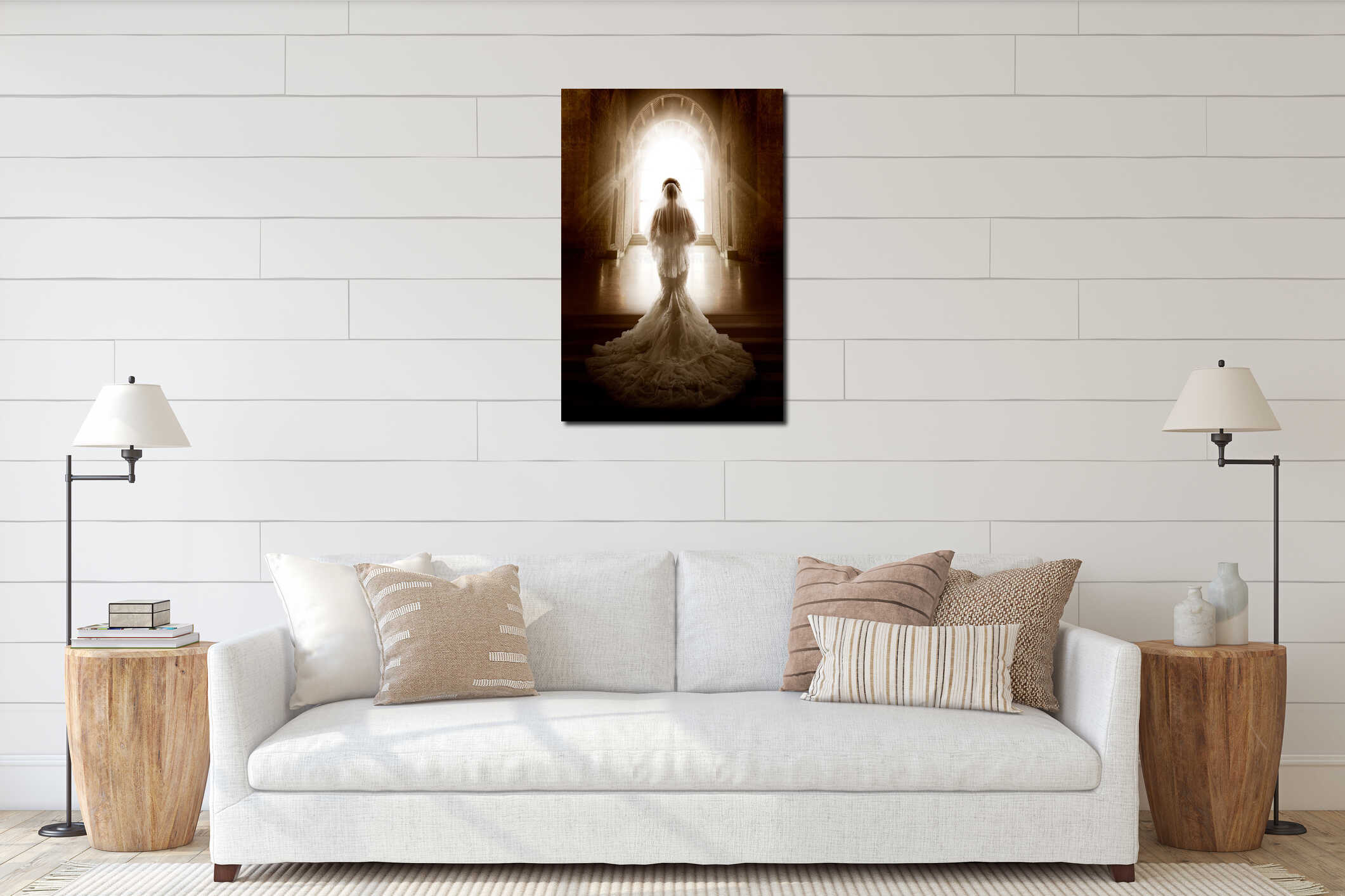 Canvas hanging interior mockup