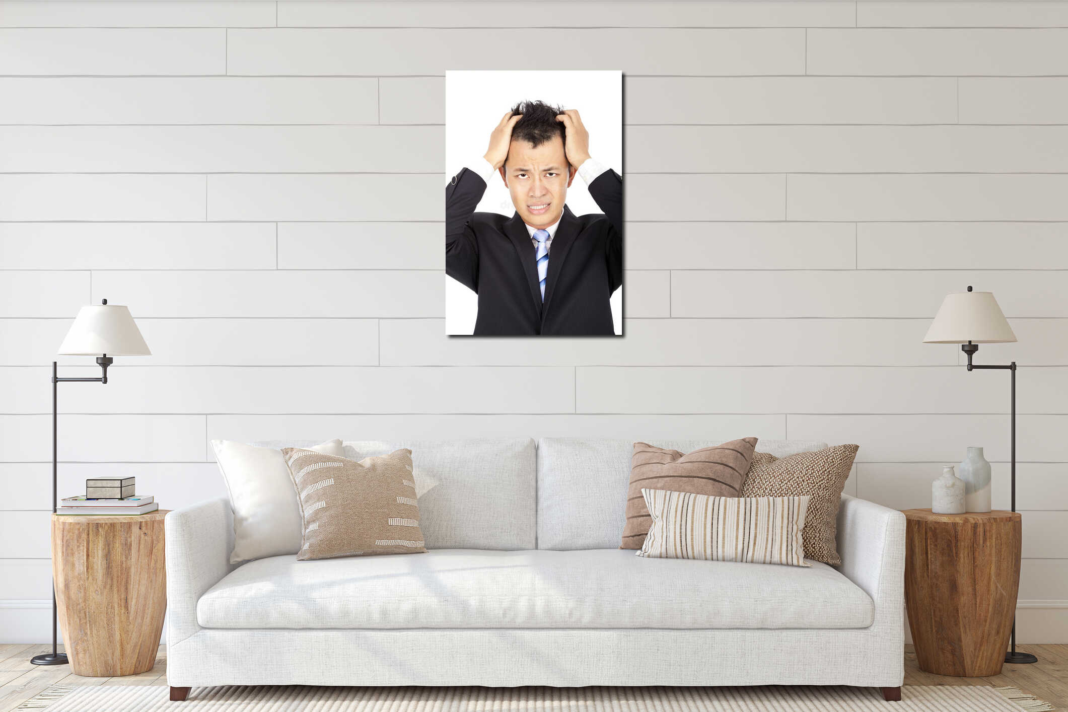 Canvas hanging interior mockup