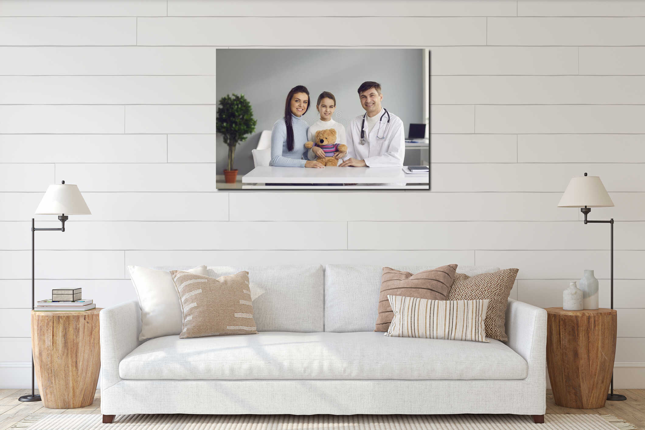 Canvas hanging interior mockup