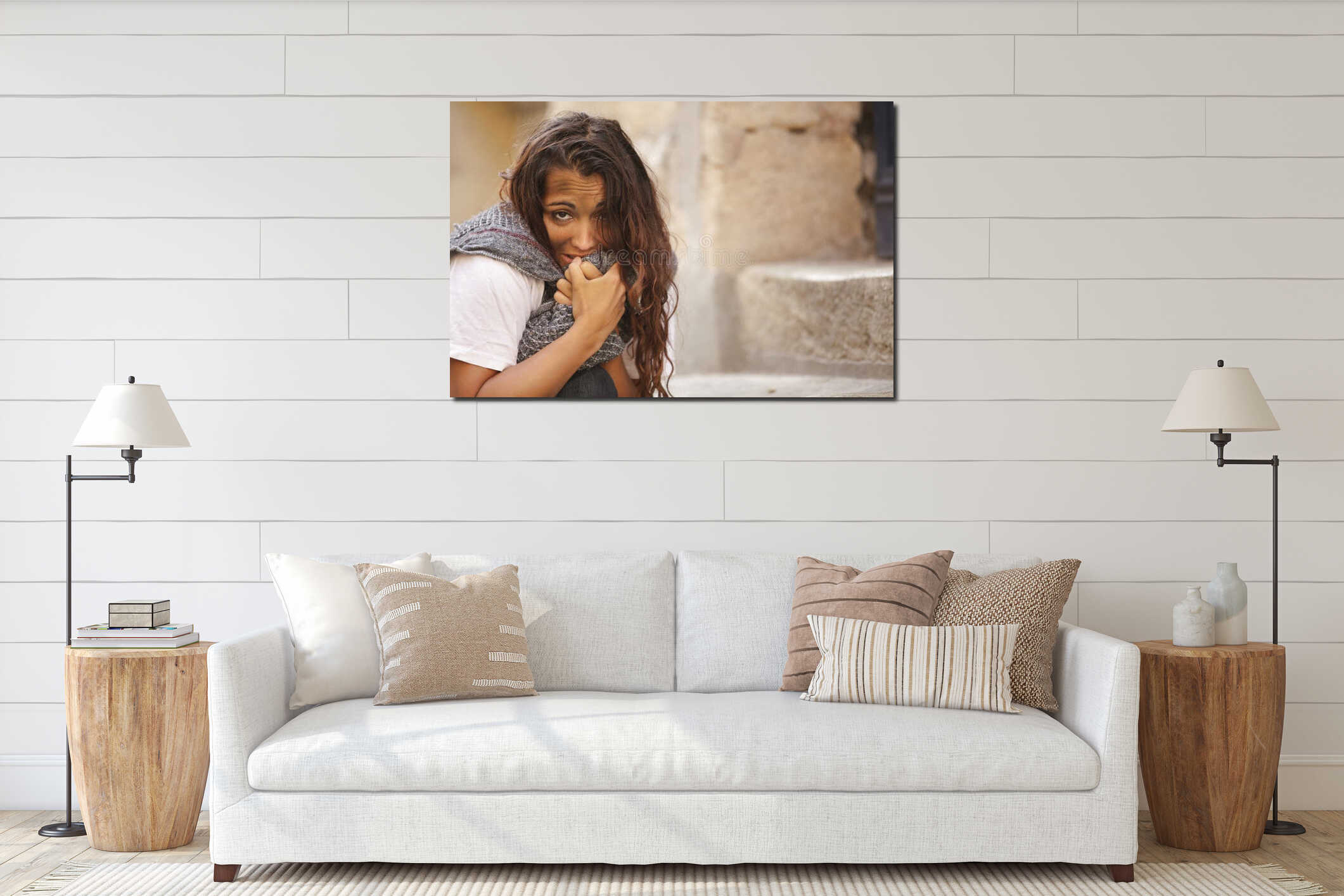 Canvas hanging interior mockup