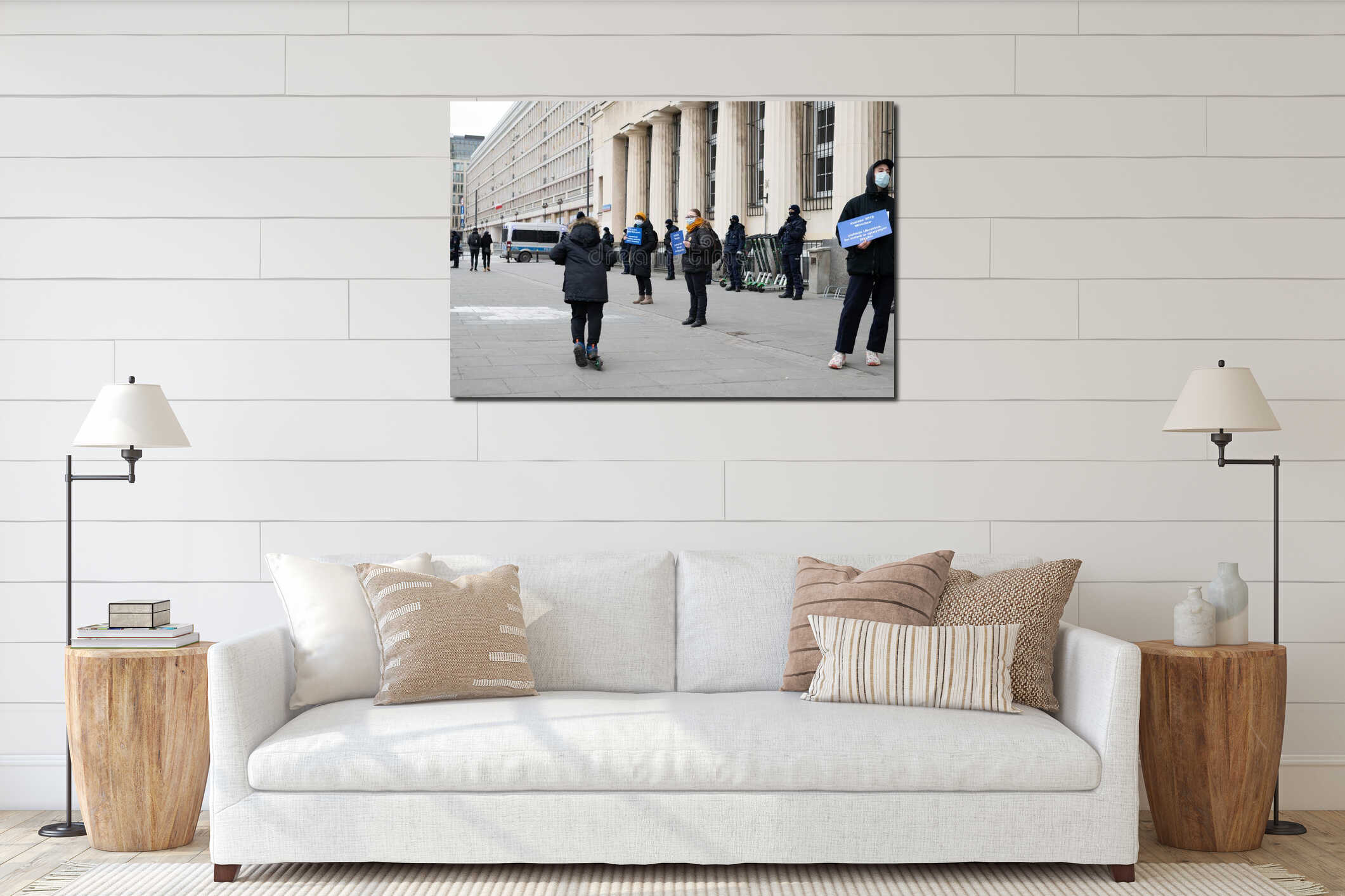 Canvas hanging interior mockup