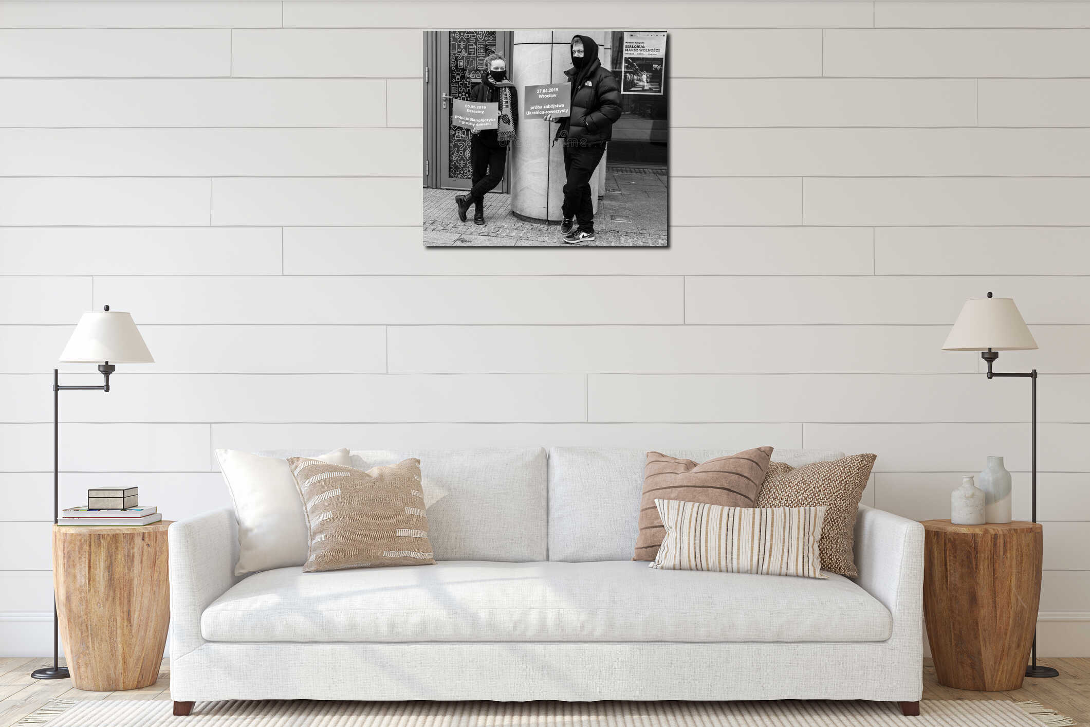 Canvas hanging interior mockup