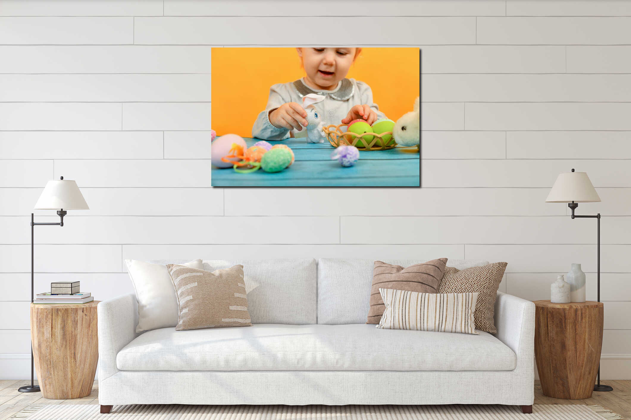 Canvas hanging interior mockup