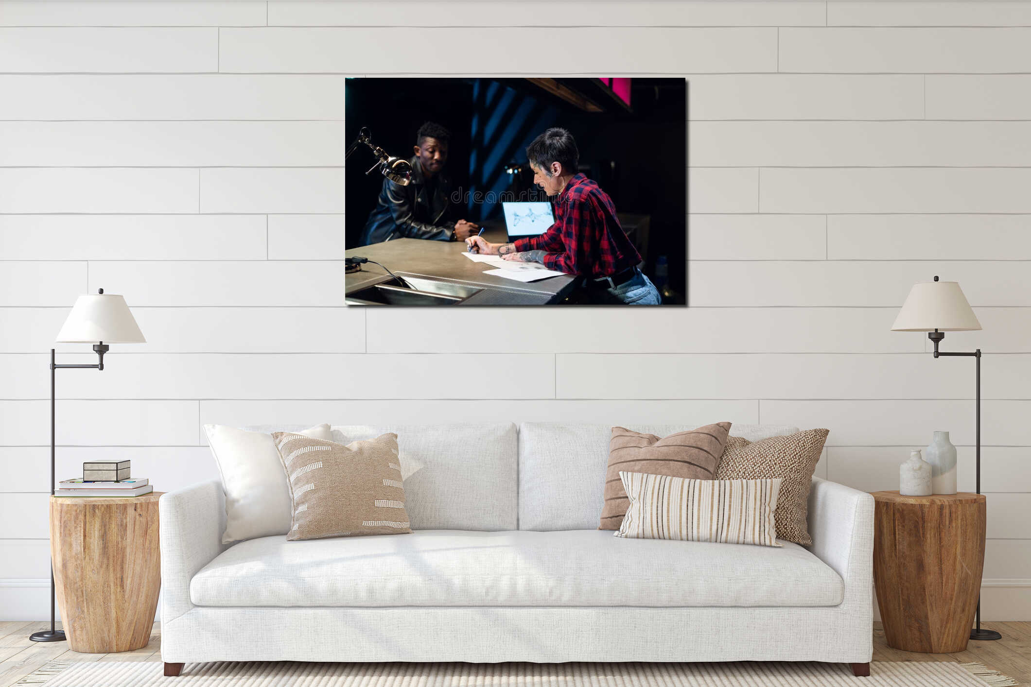 Canvas hanging interior mockup