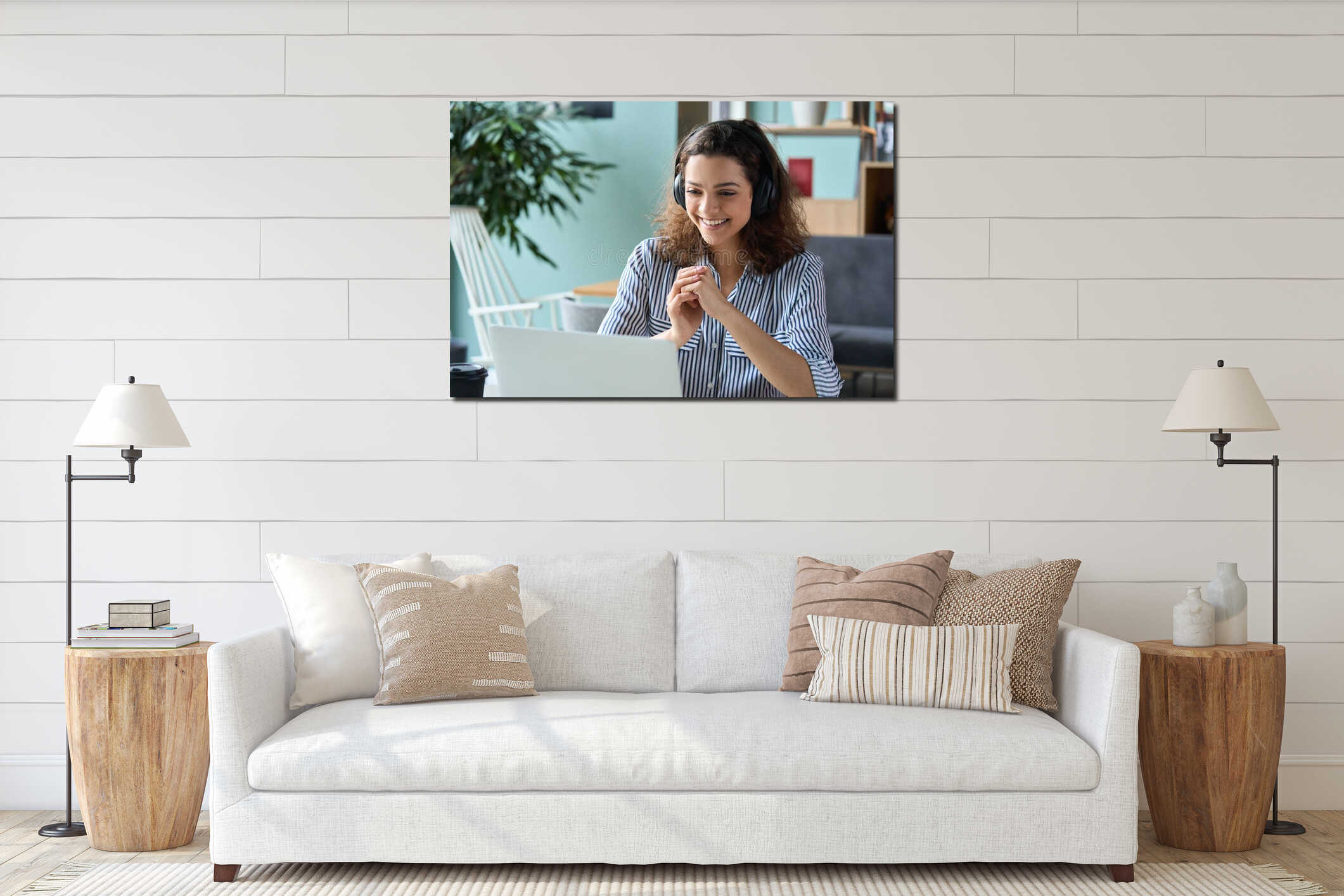 Canvas hanging interior mockup