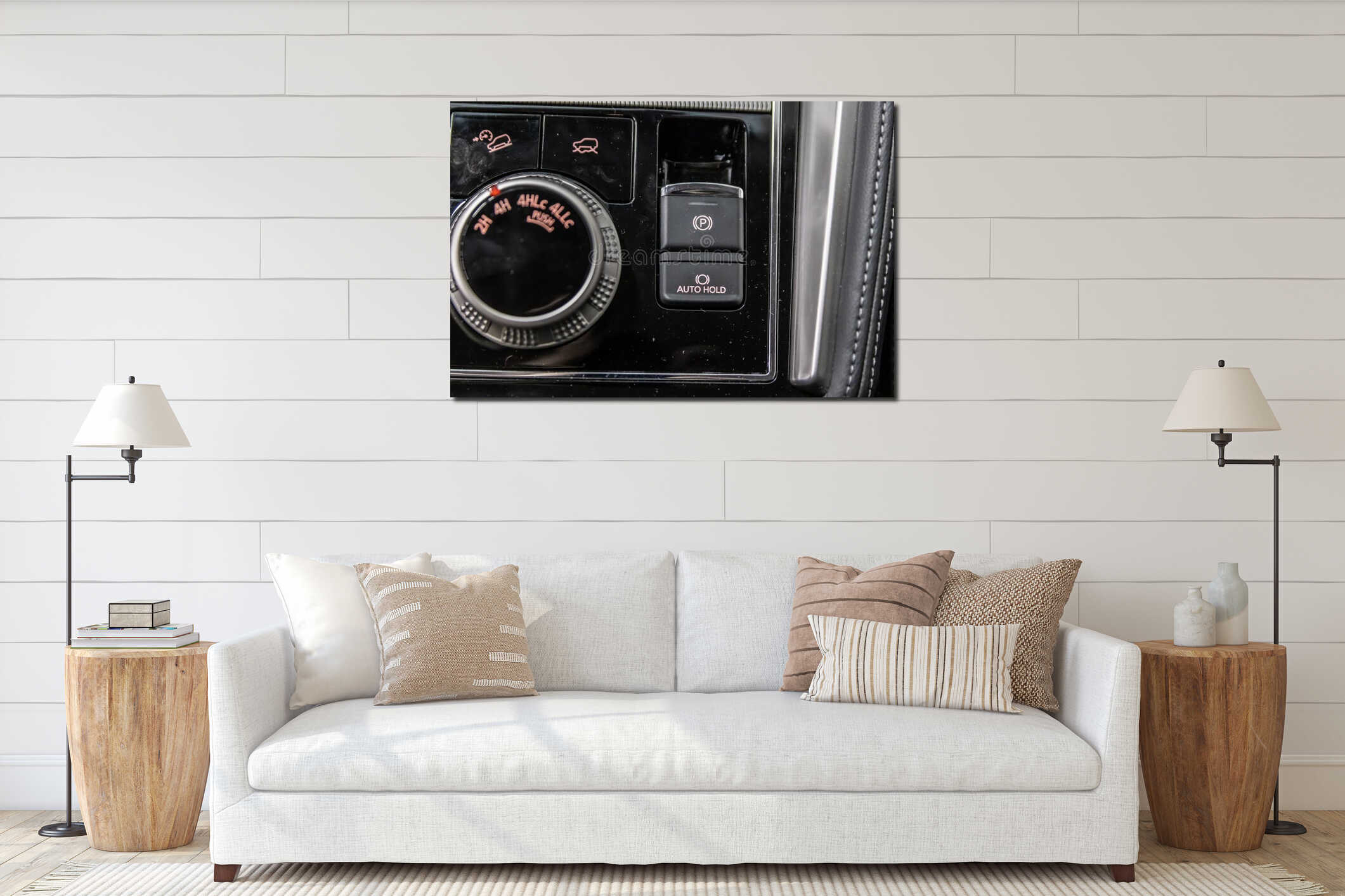 Canvas hanging interior mockup