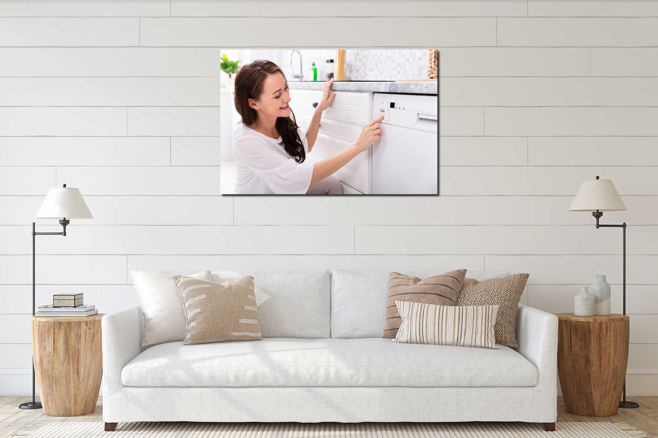 Canvas hanging interior mockup
