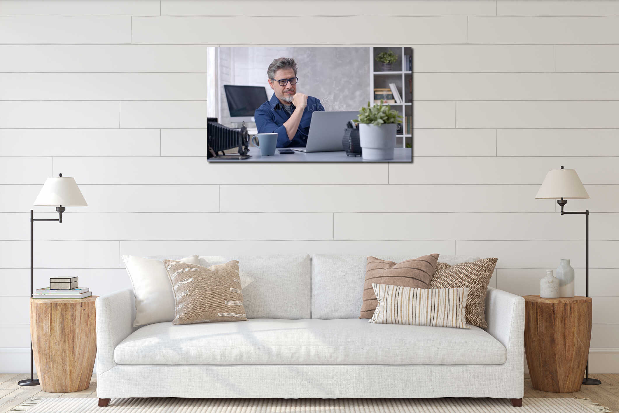 Canvas hanging interior mockup
