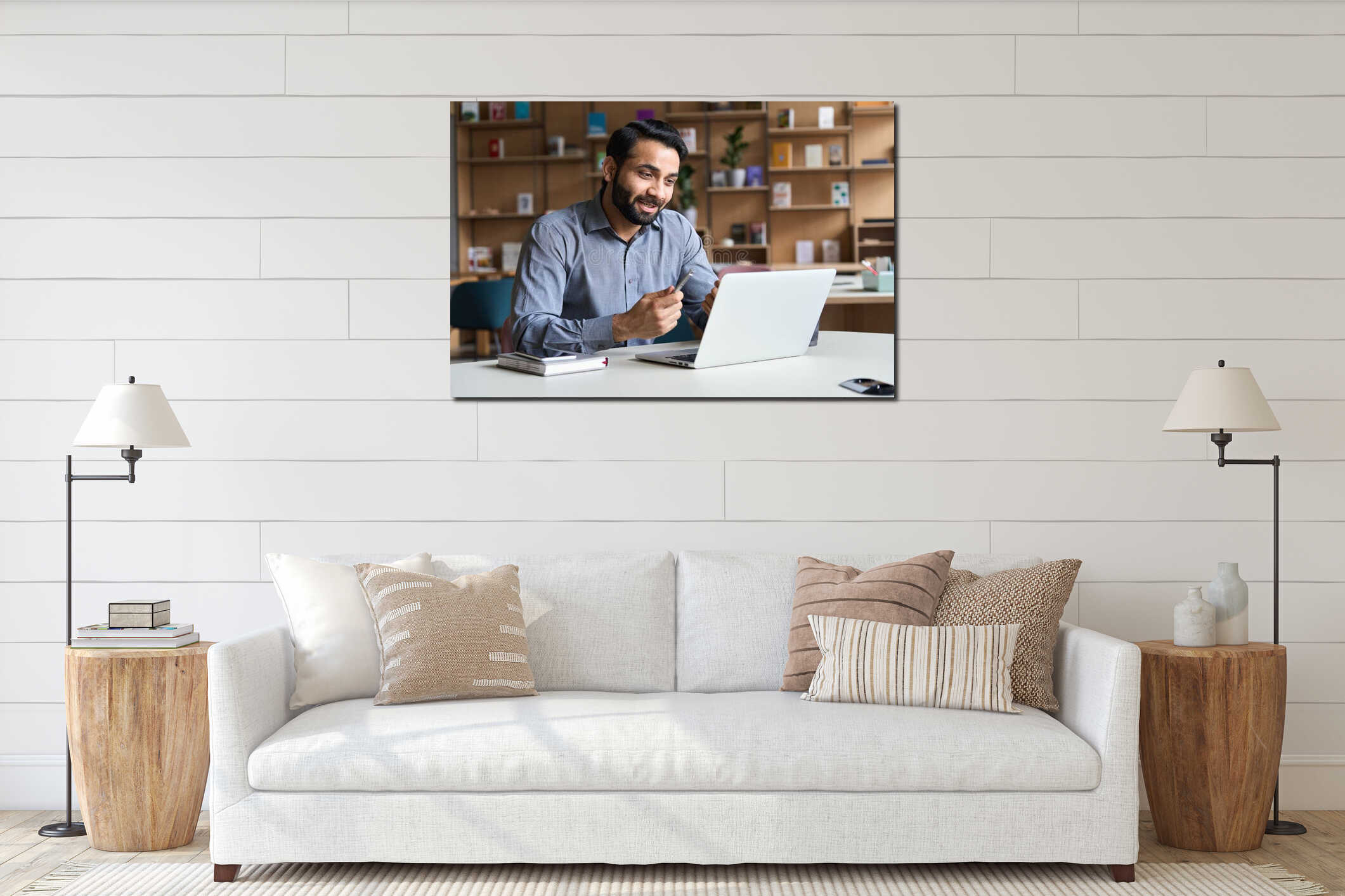 Canvas hanging interior mockup