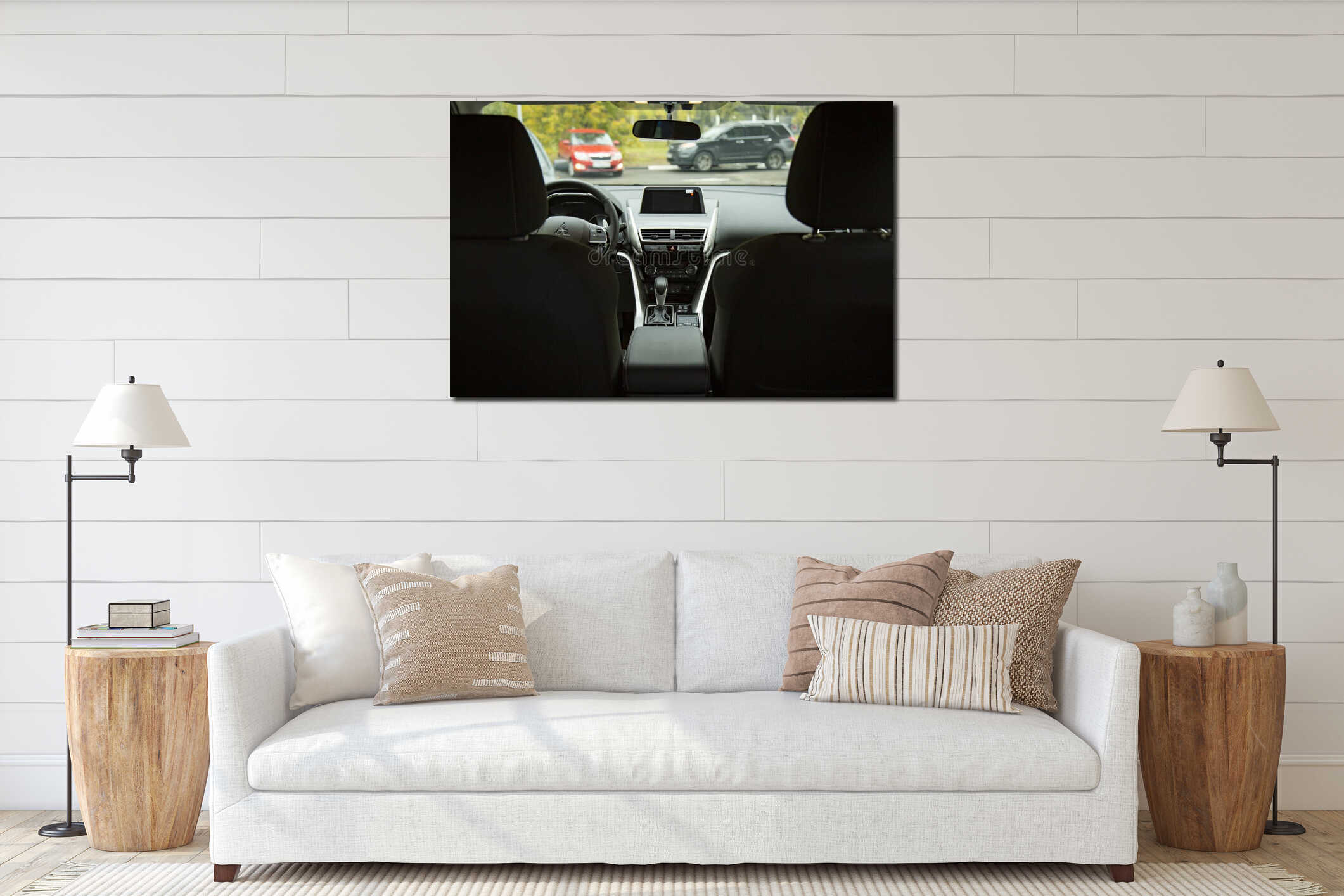 Canvas hanging interior mockup