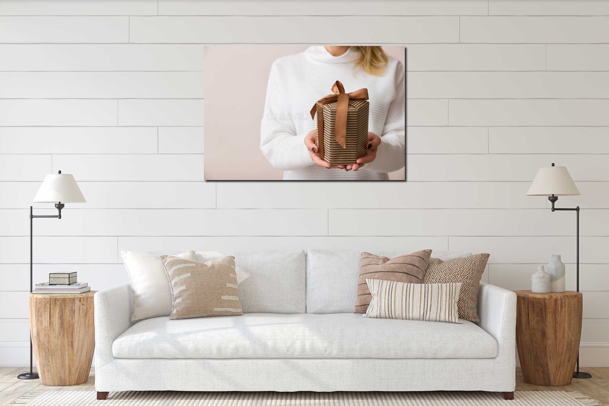 Canvas hanging interior mockup