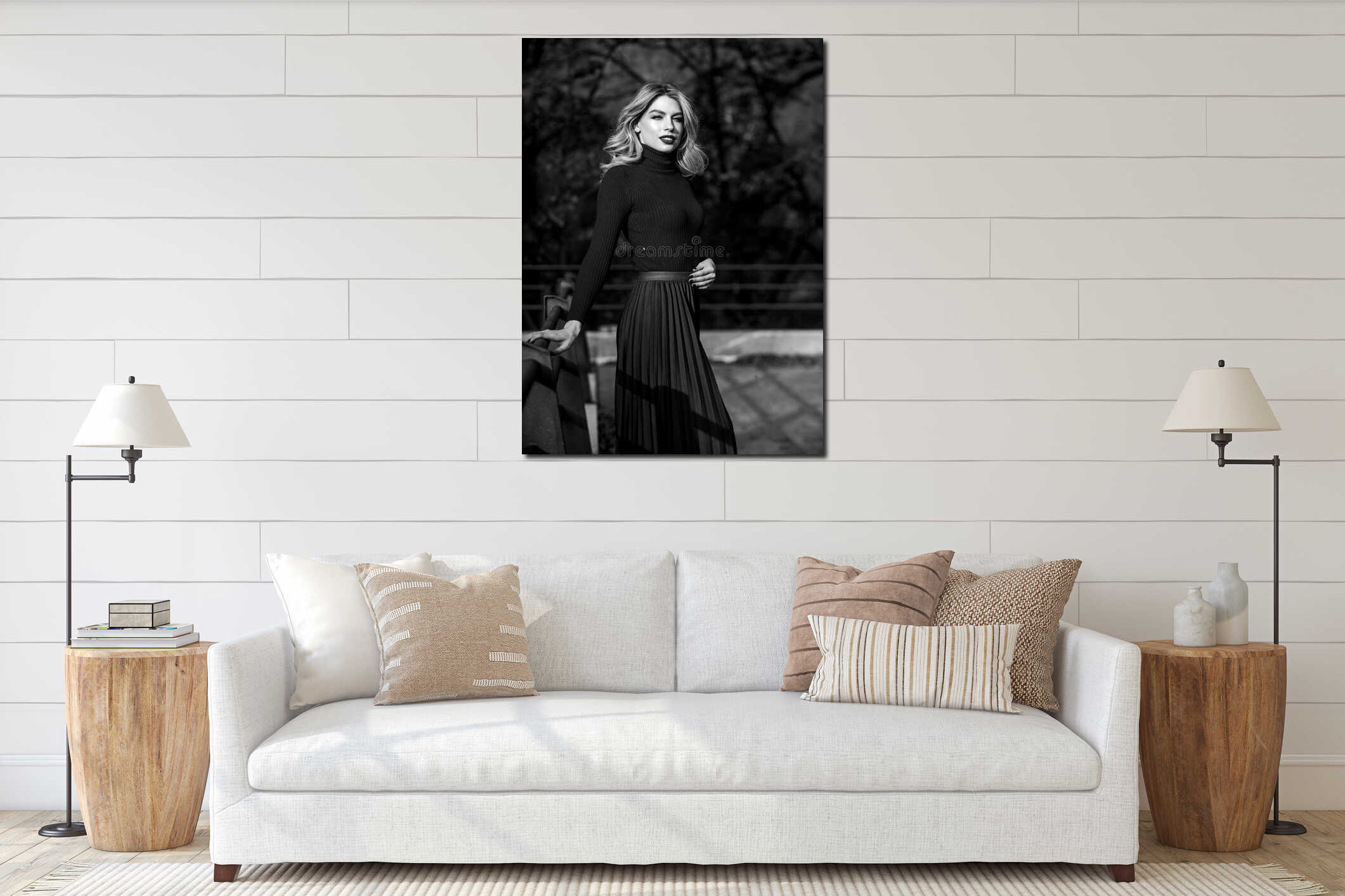 Canvas hanging interior mockup