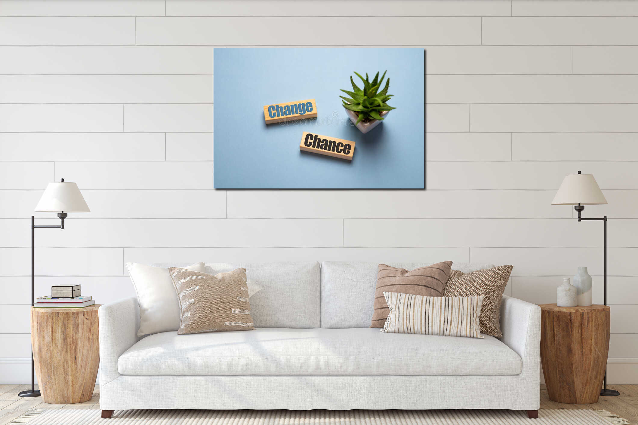Canvas hanging interior mockup