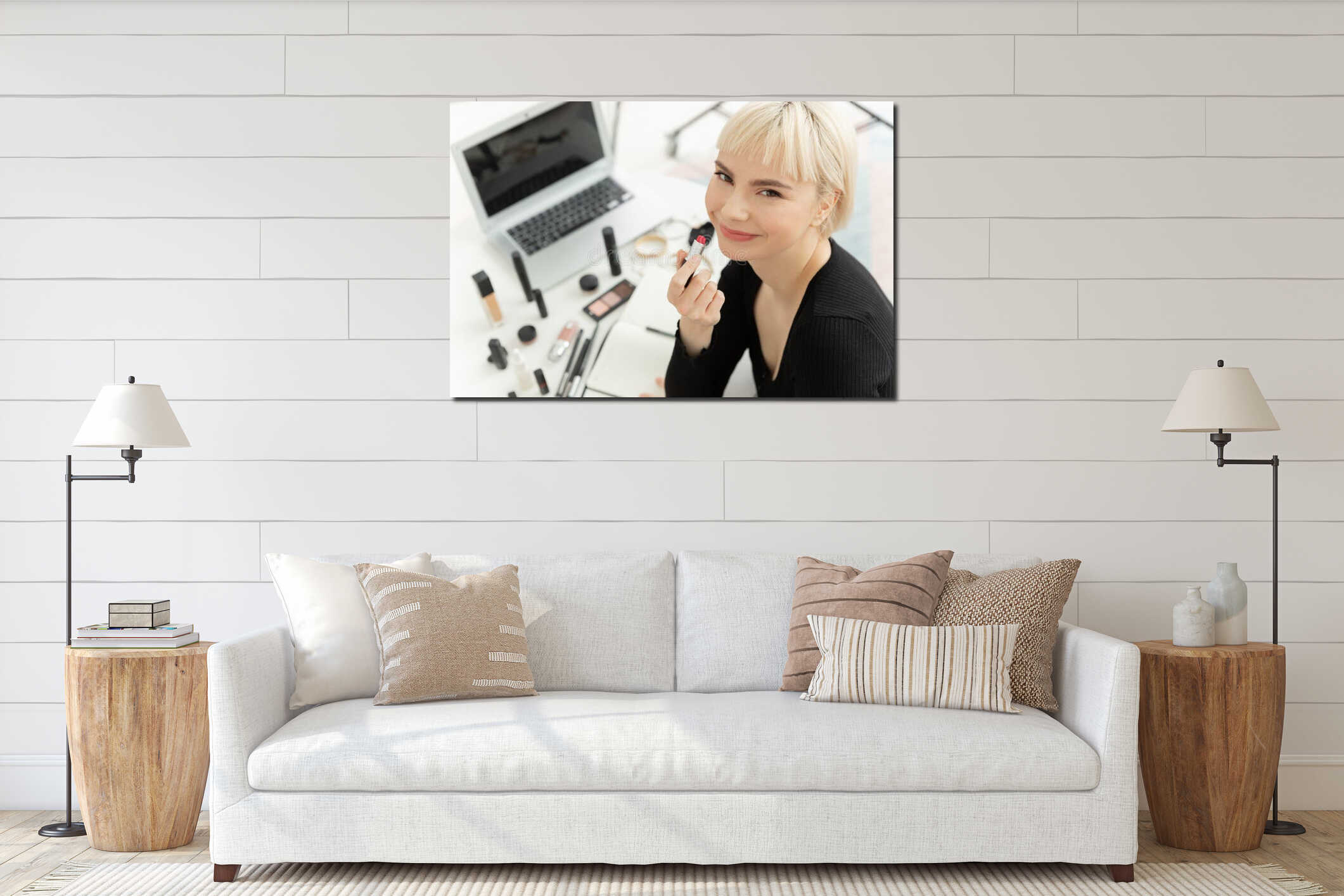 Canvas hanging interior mockup