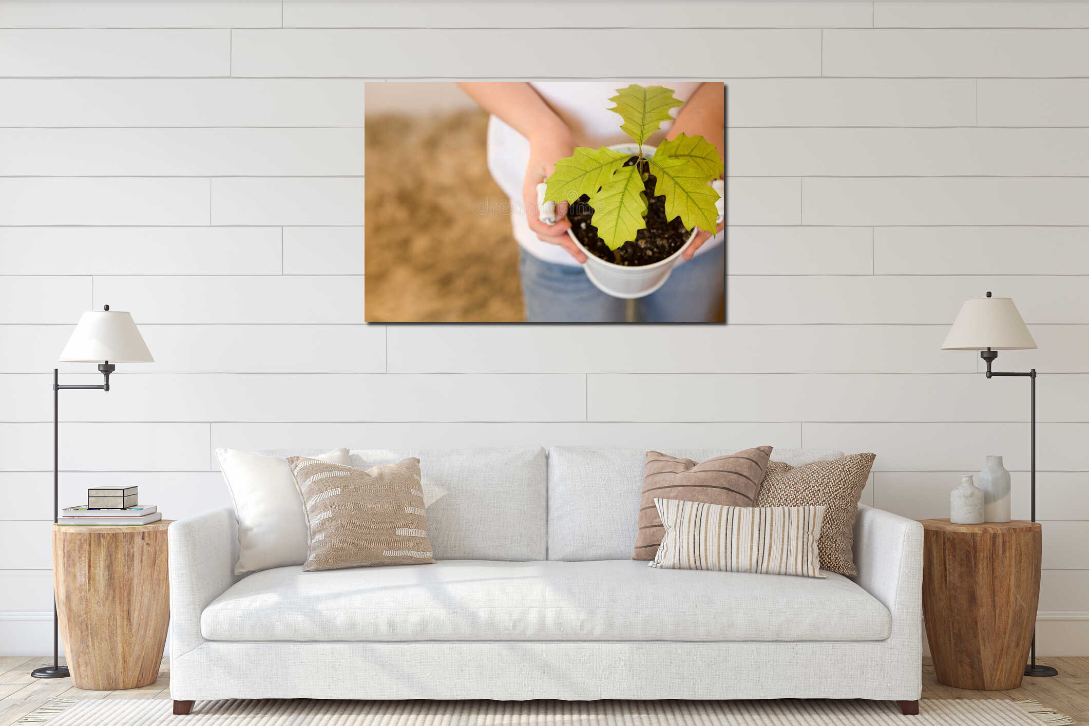 Canvas hanging interior mockup