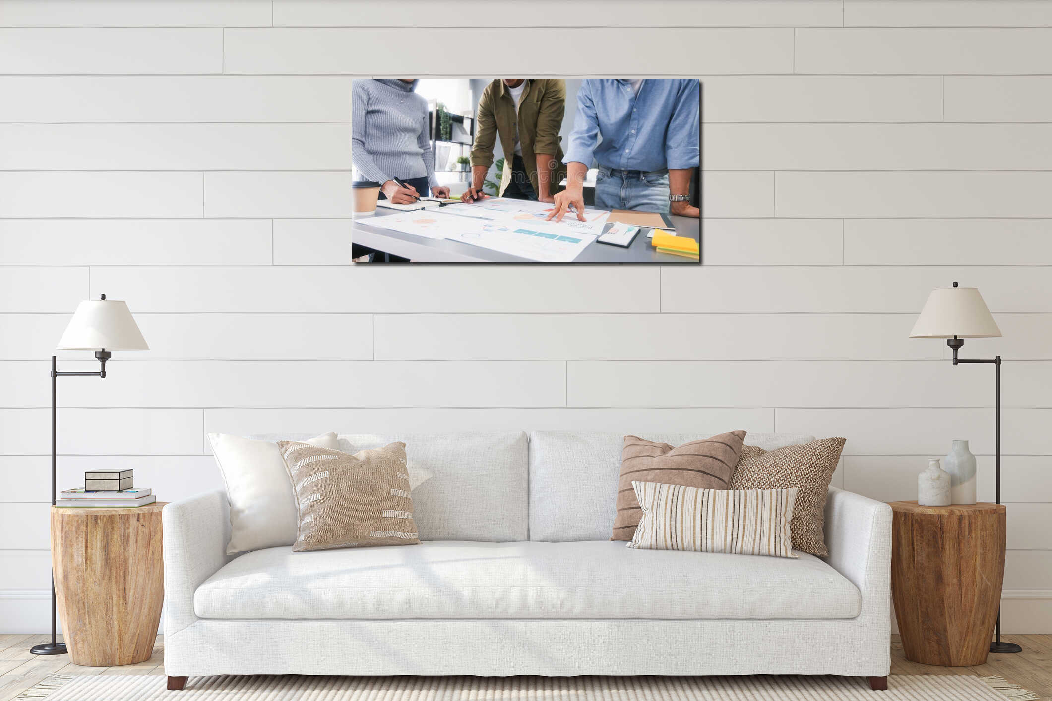Canvas hanging interior mockup