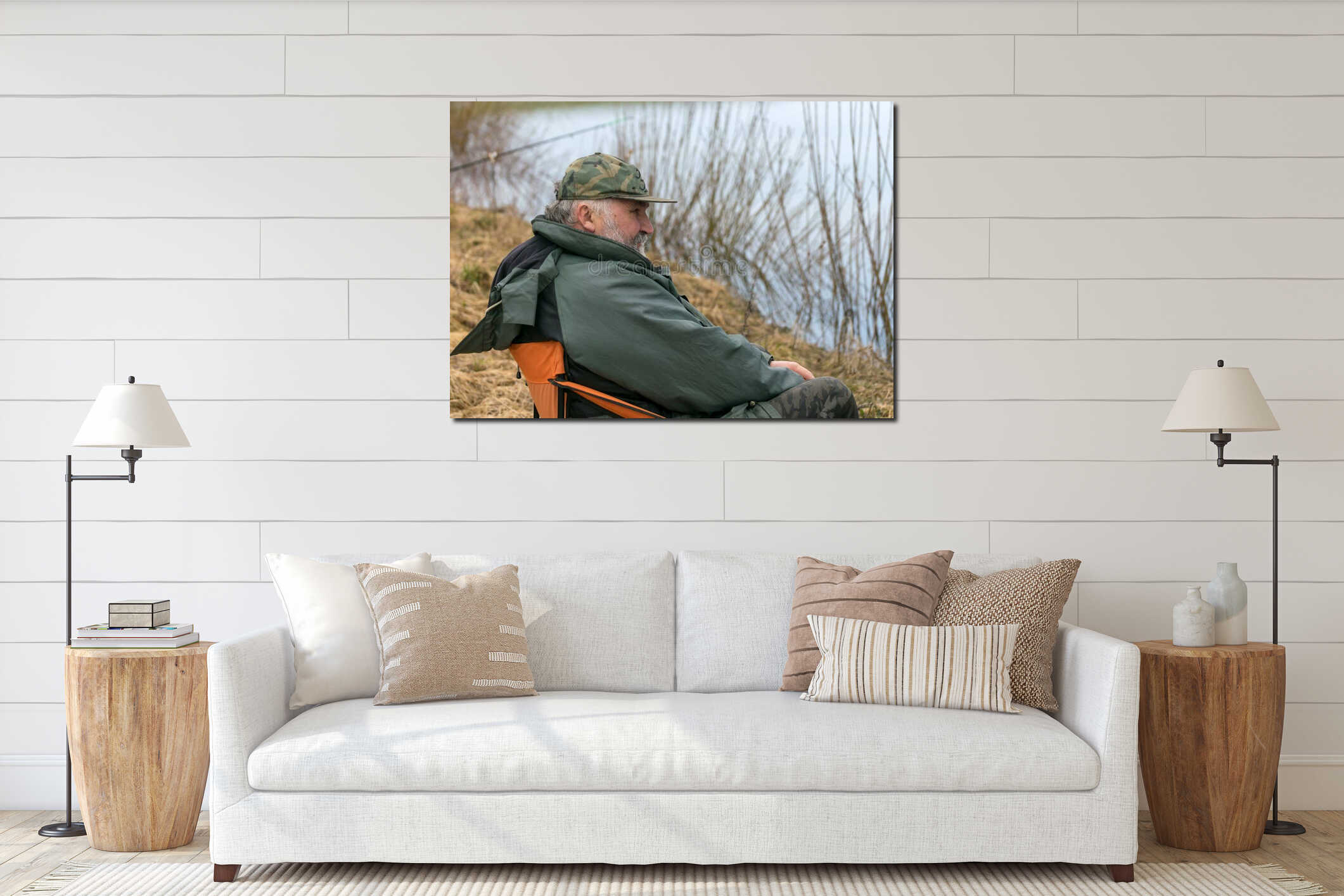 Canvas hanging interior mockup
