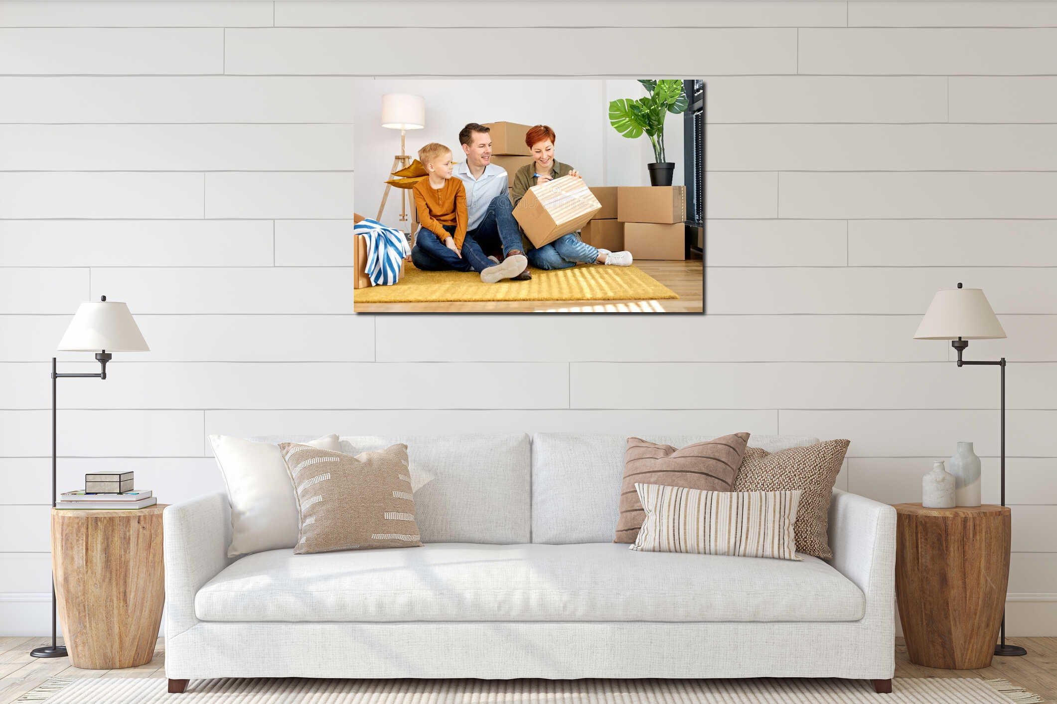 Canvas hanging interior mockup
