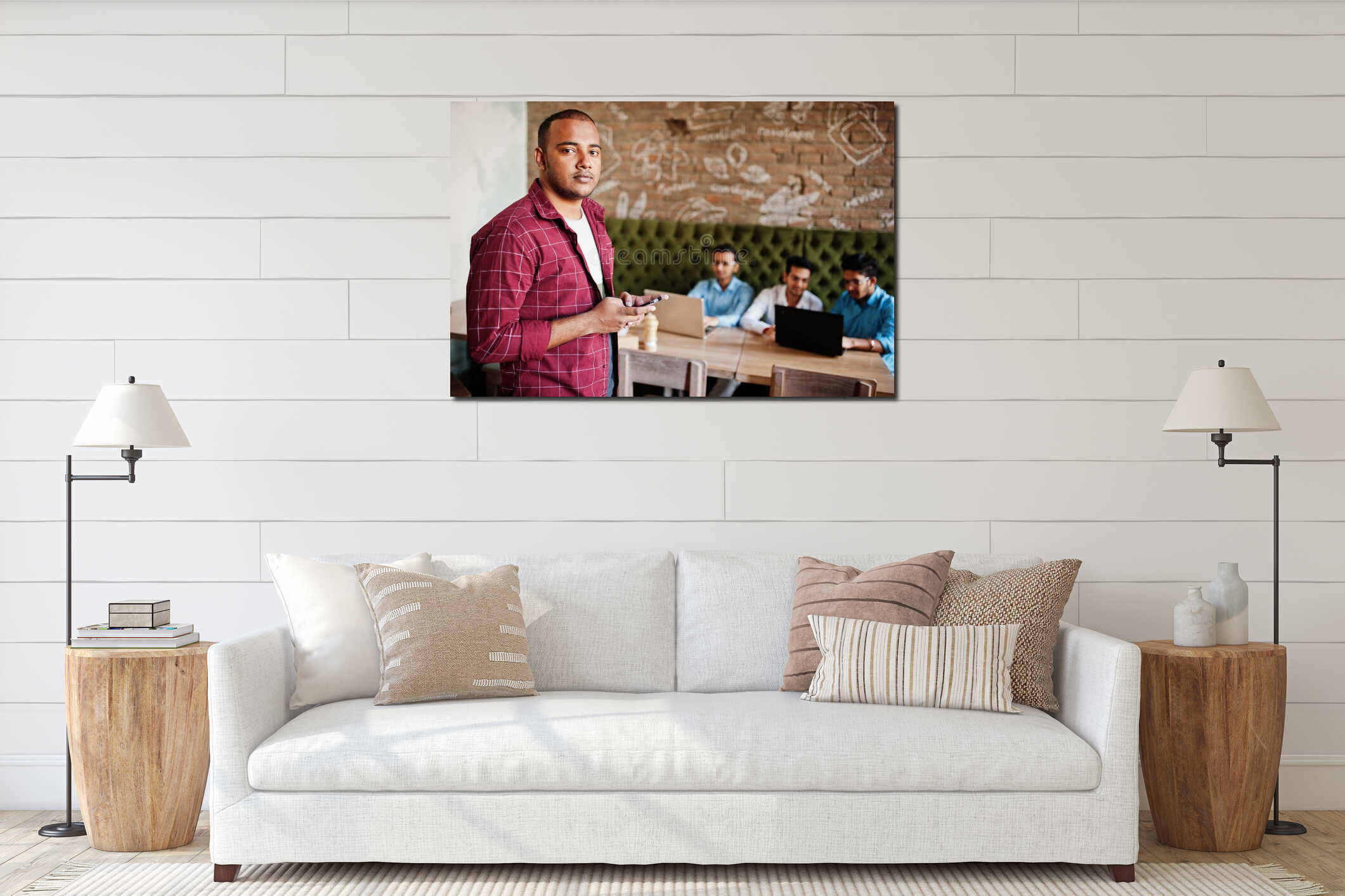 Canvas hanging interior mockup