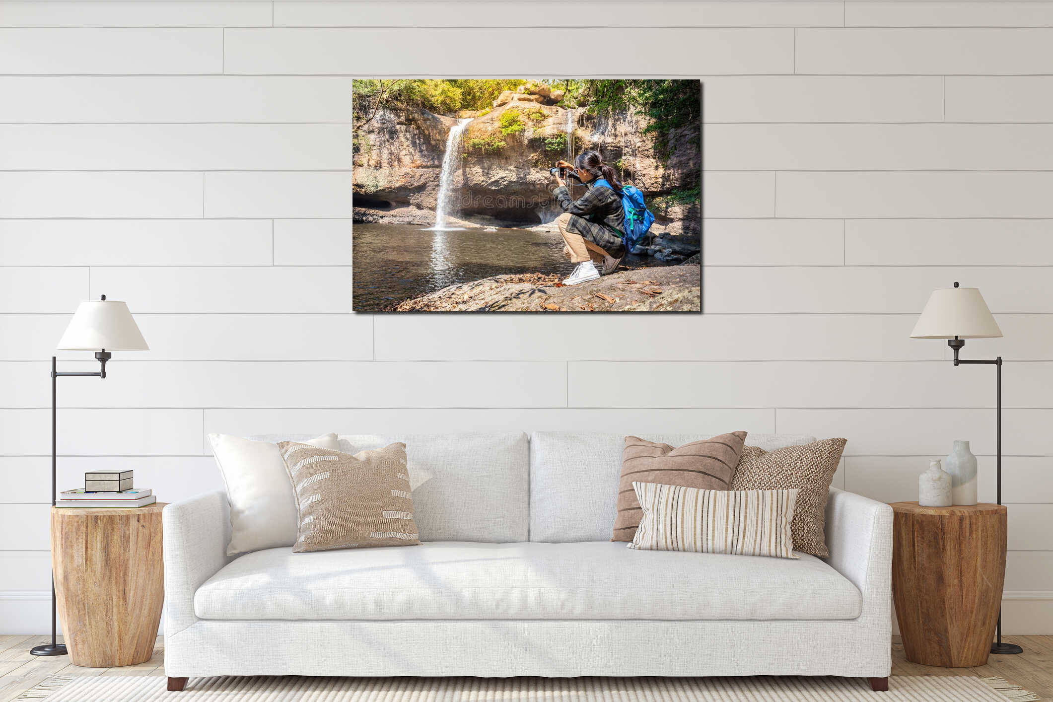 Canvas hanging interior mockup