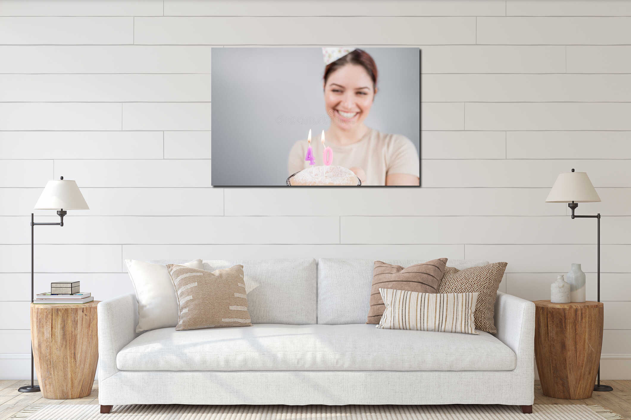 Canvas hanging interior mockup