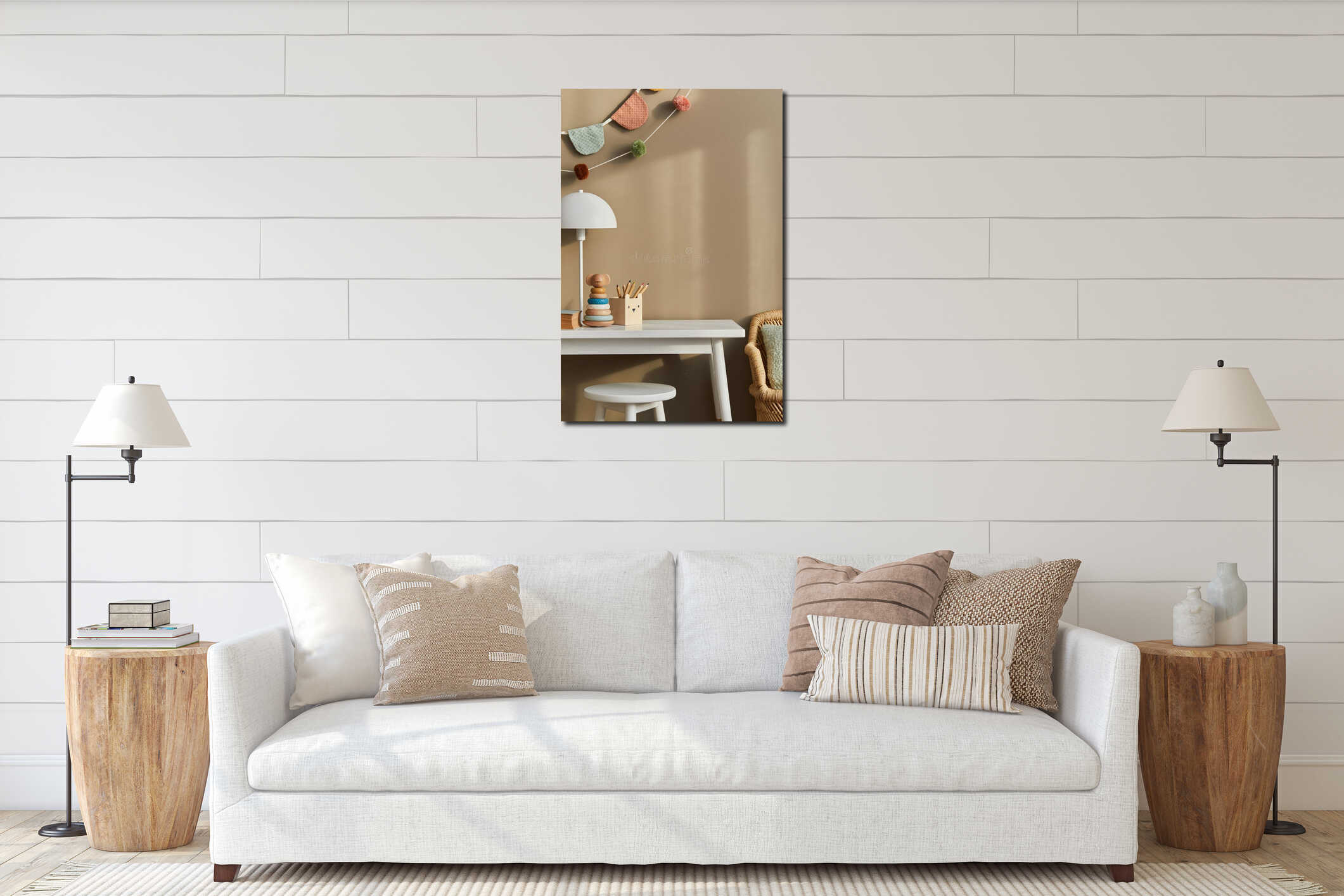 Canvas hanging interior mockup