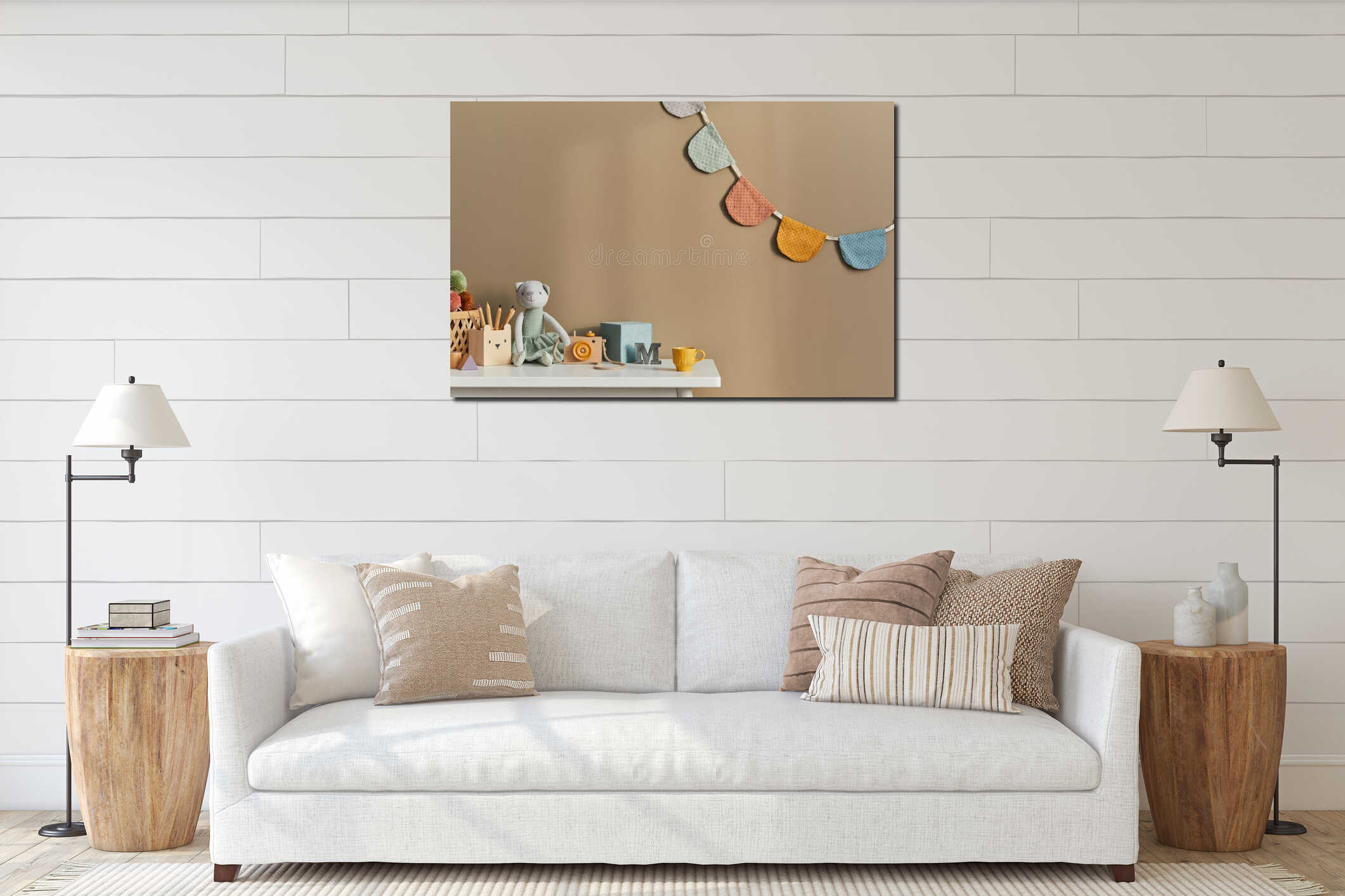 Canvas hanging interior mockup