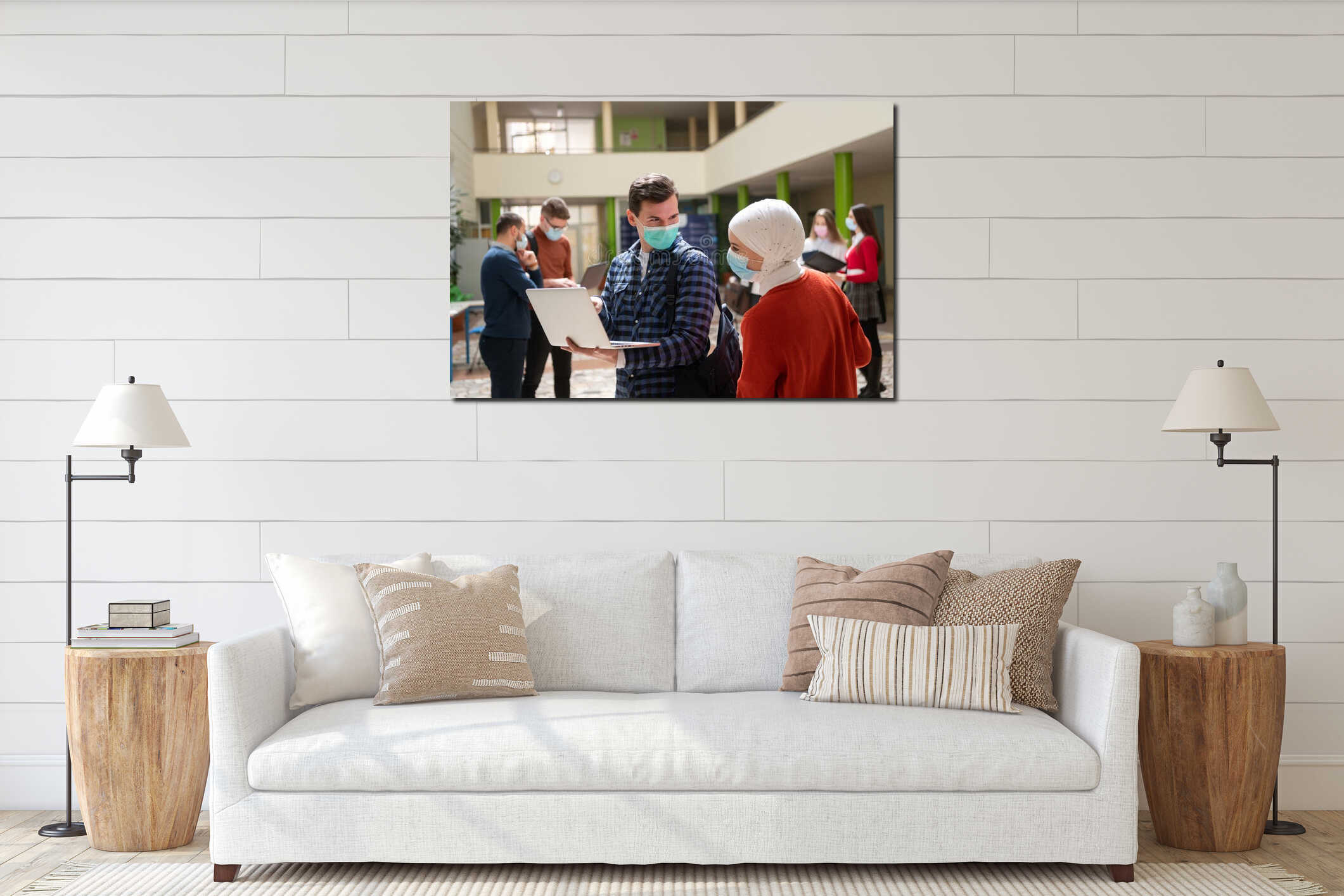 Canvas hanging interior mockup