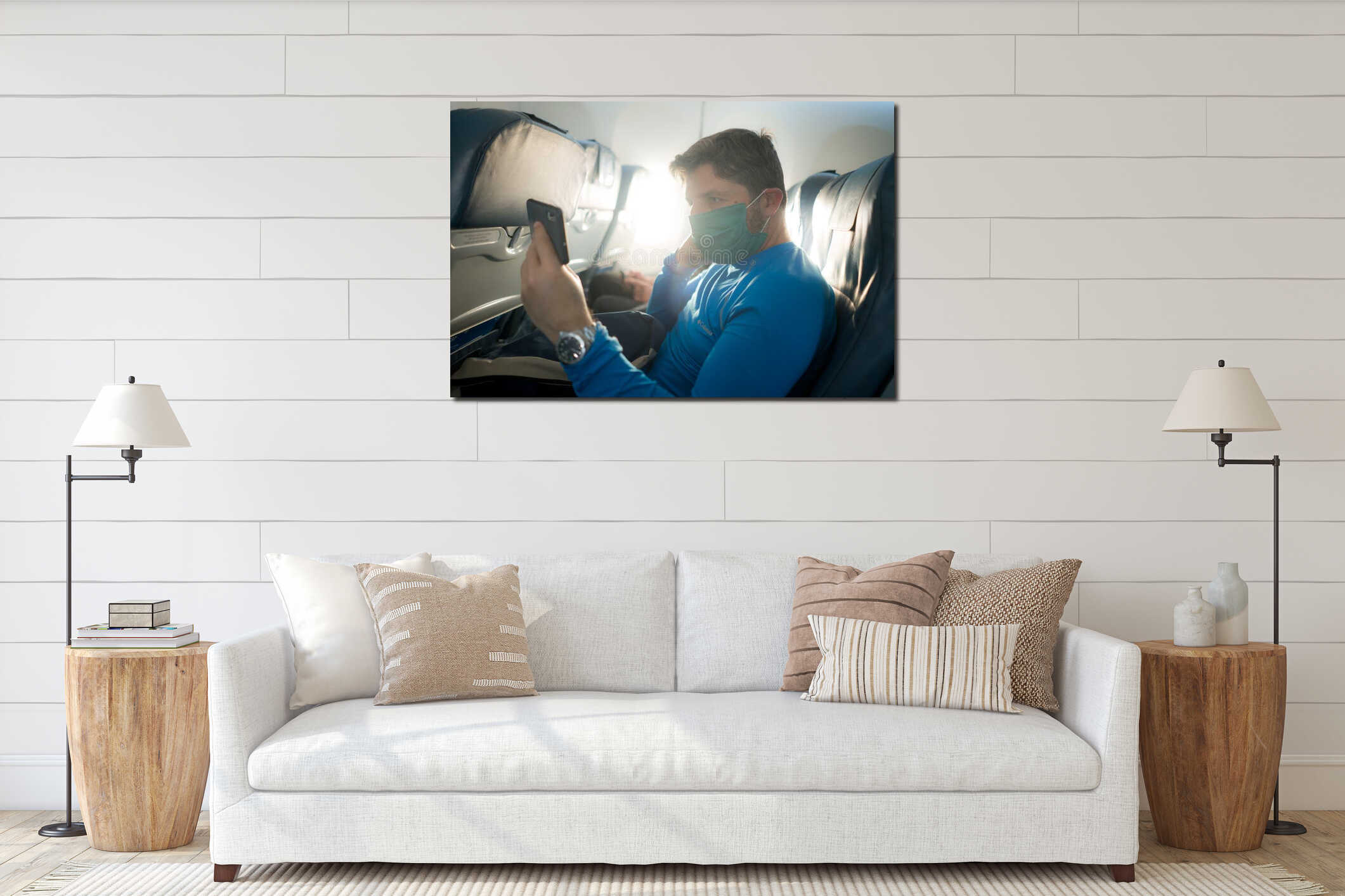 Canvas hanging interior mockup