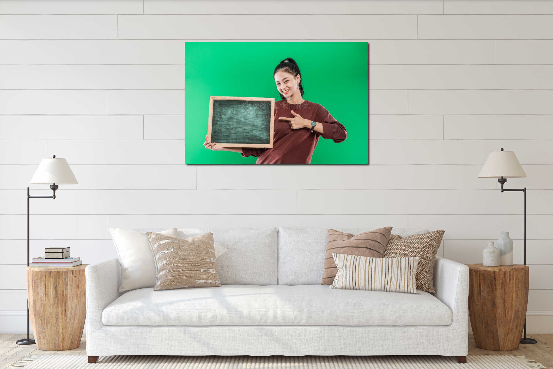 Canvas hanging interior mockup