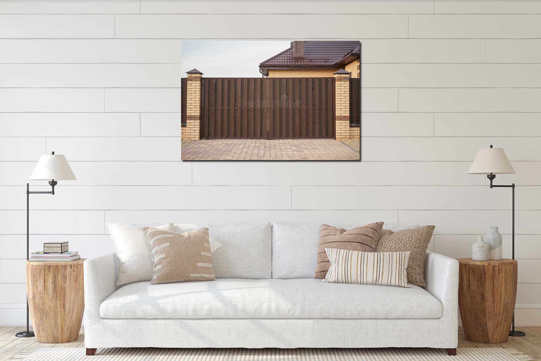 Canvas hanging interior mockup
