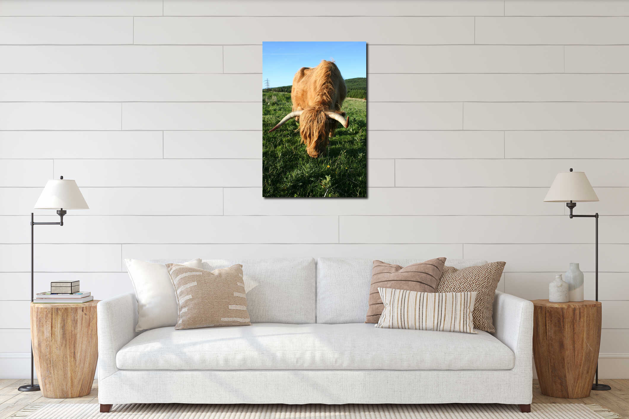 Canvas hanging interior mockup