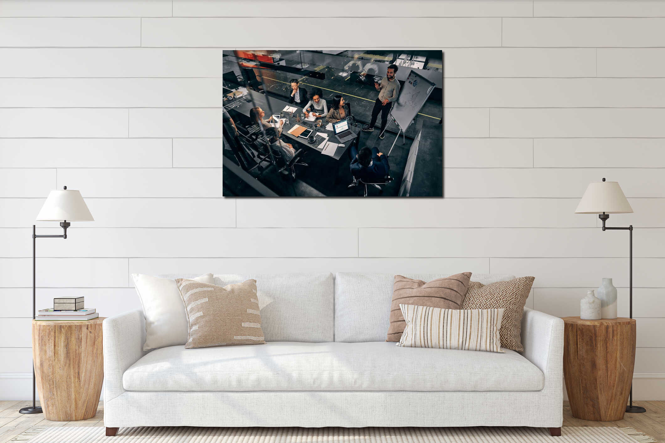 Canvas hanging interior mockup