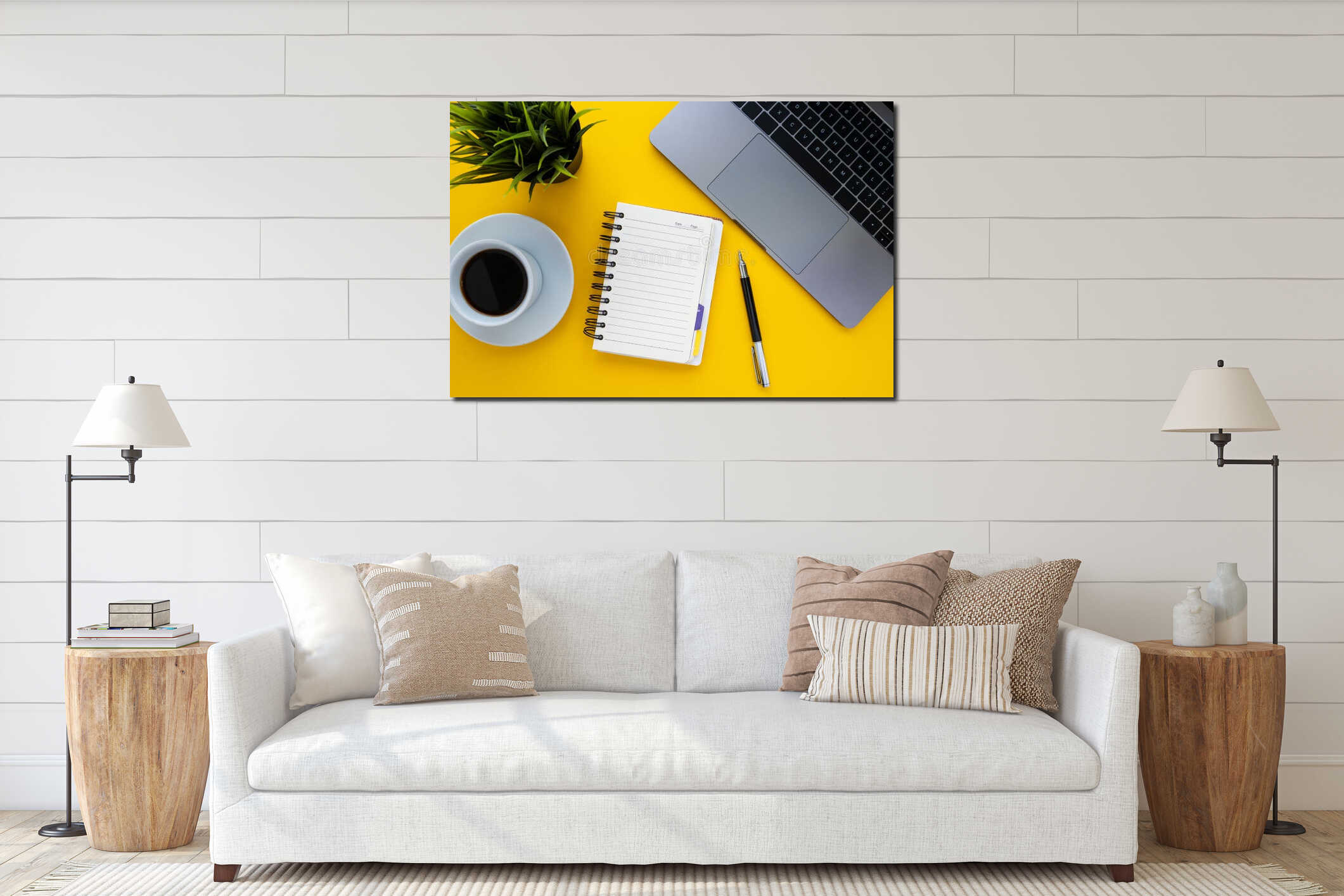 Canvas hanging interior mockup
