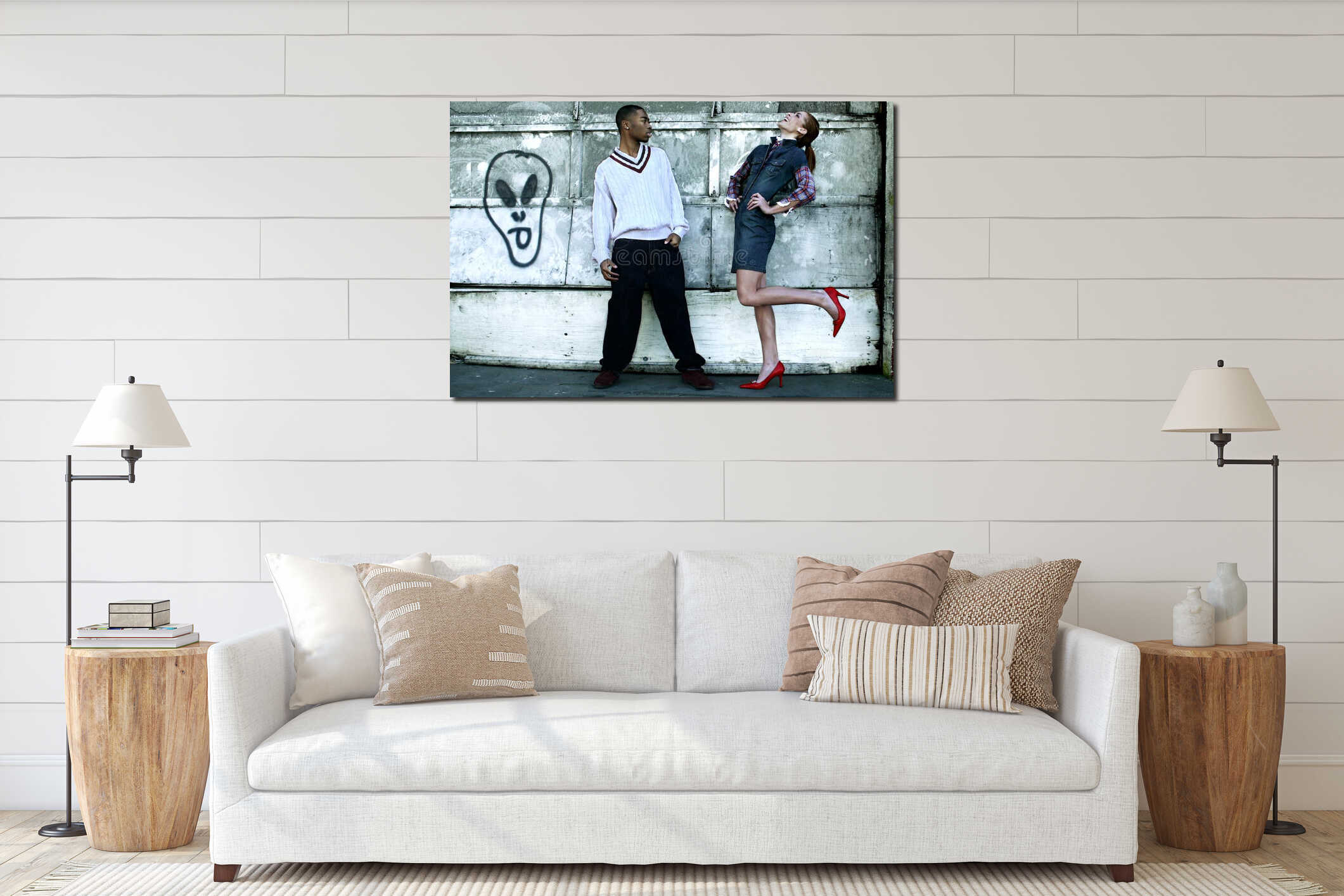 Canvas hanging interior mockup