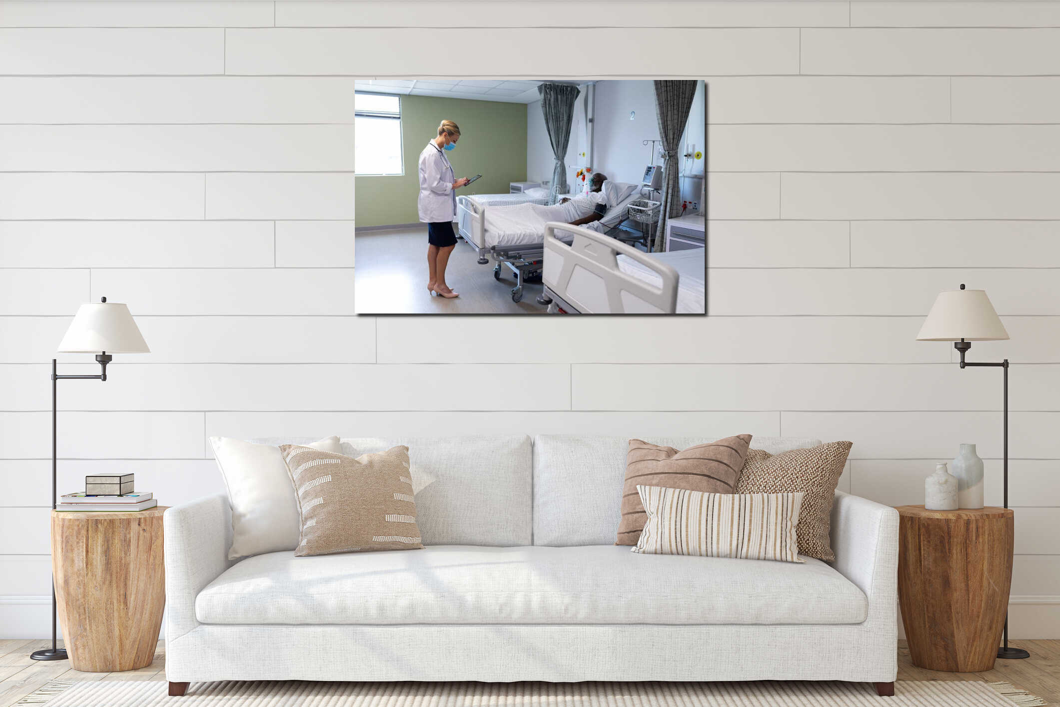 Canvas hanging interior mockup
