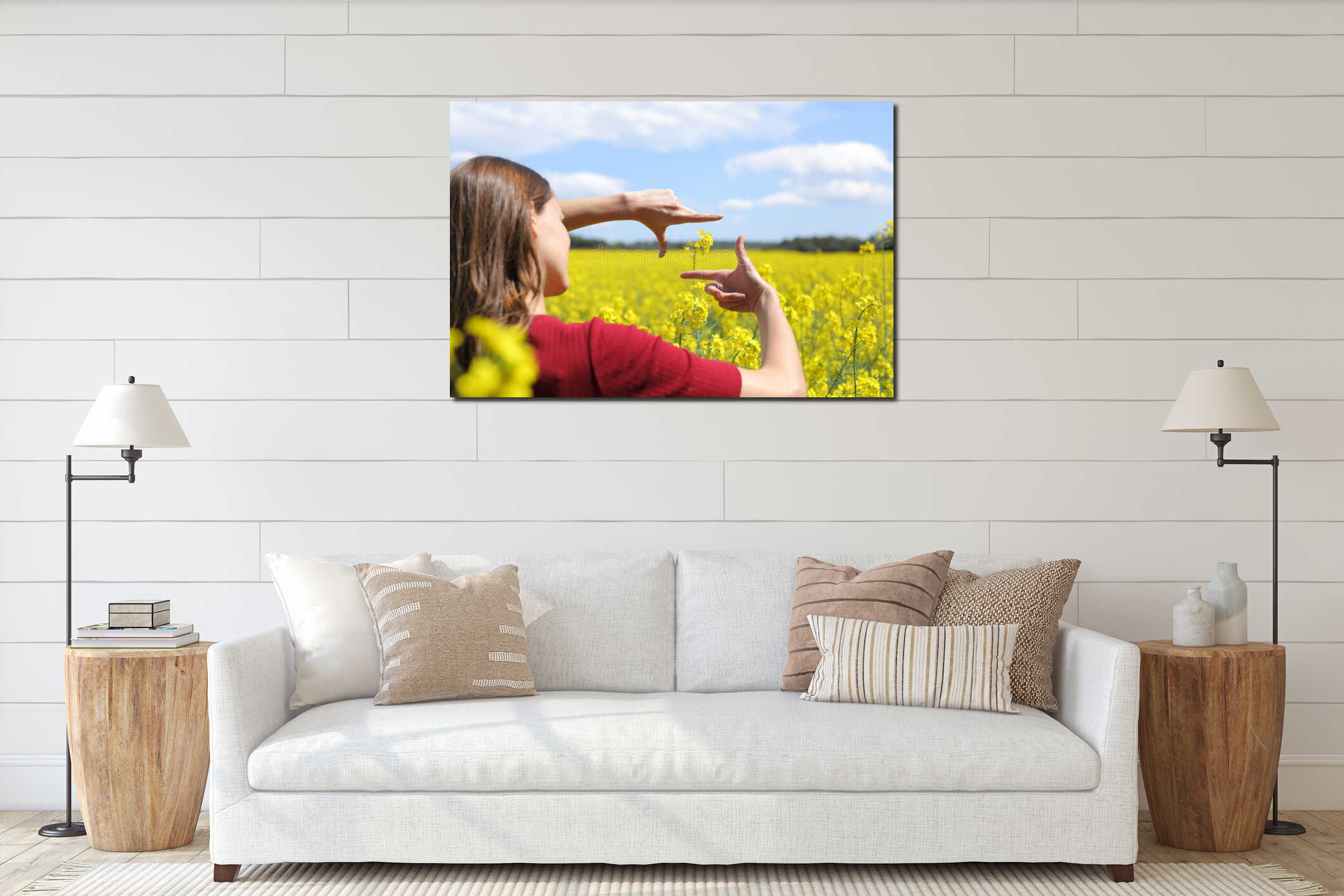 Canvas hanging interior mockup