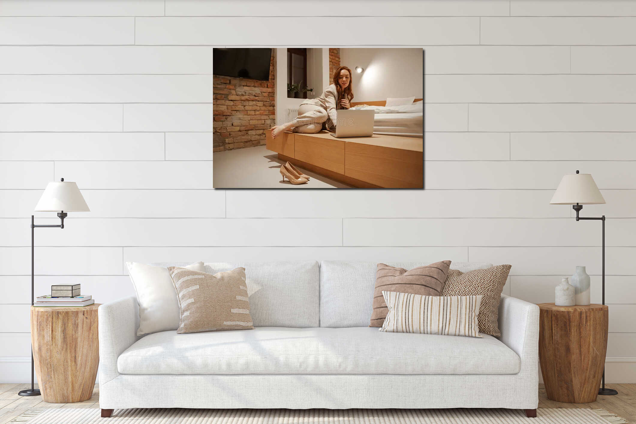 Canvas hanging interior mockup