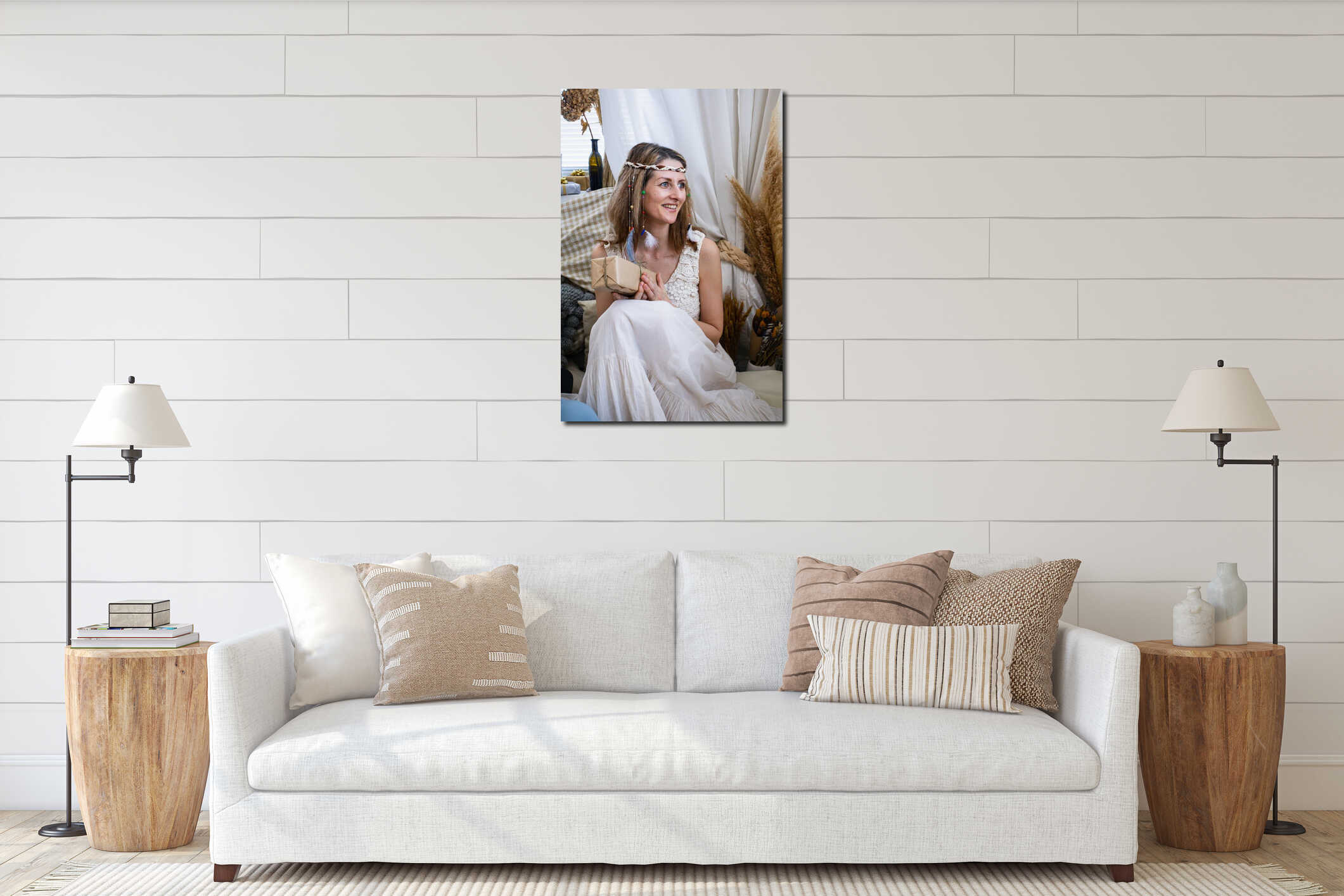 Canvas hanging interior mockup