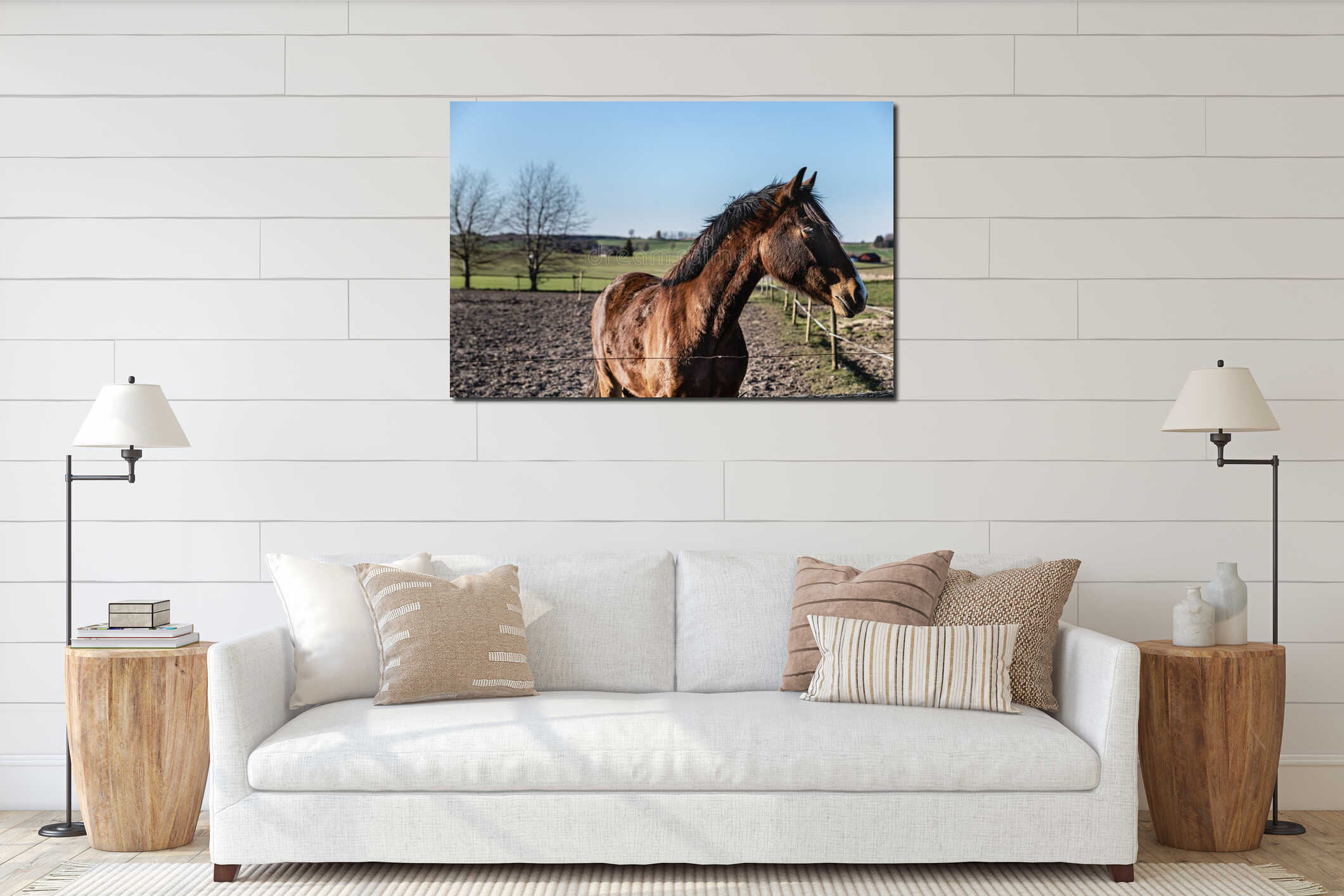 Canvas hanging interior mockup