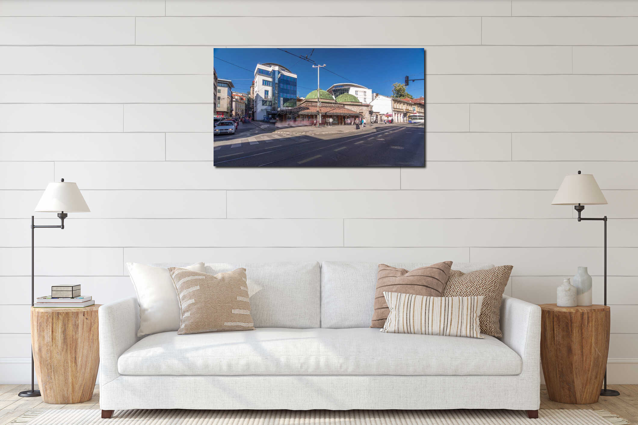 Canvas hanging interior mockup