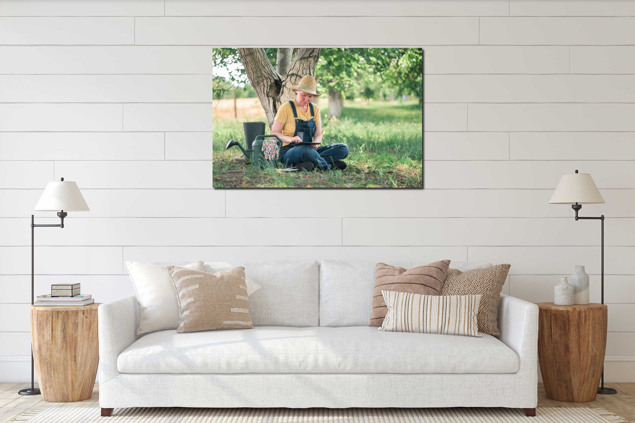 Canvas hanging interior mockup