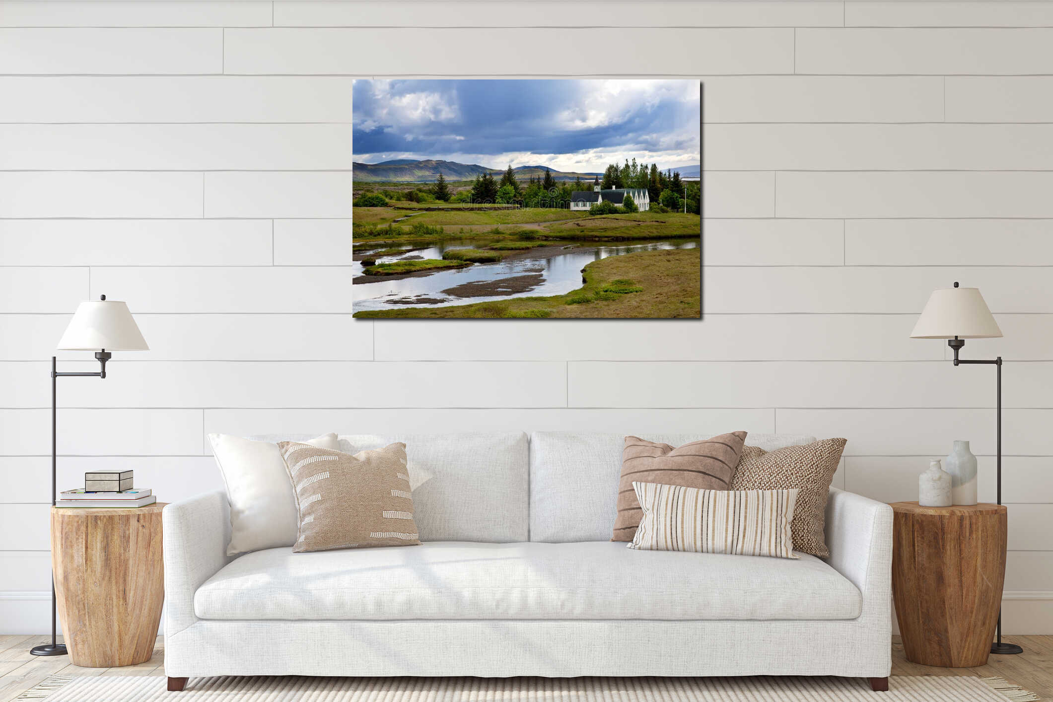 Canvas hanging interior mockup