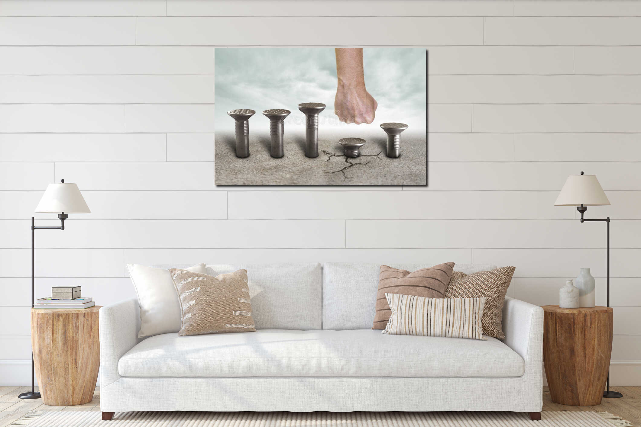 Canvas hanging interior mockup
