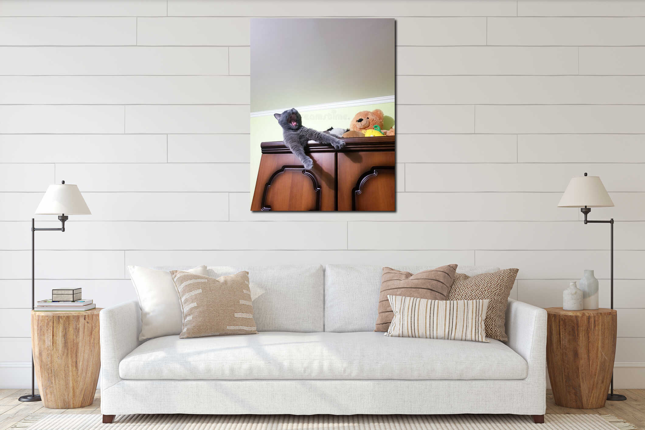 Canvas hanging interior mockup