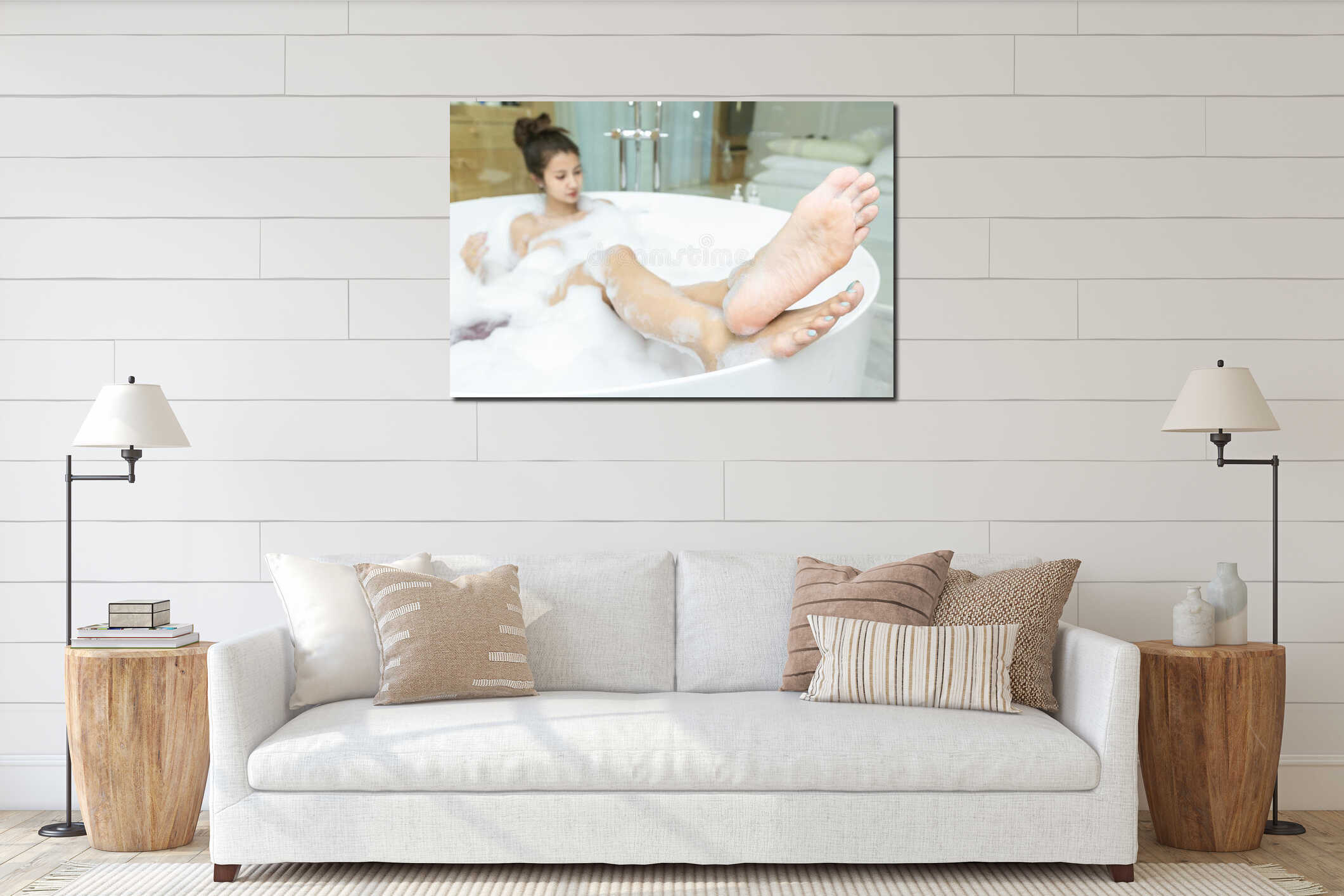 Canvas hanging interior mockup