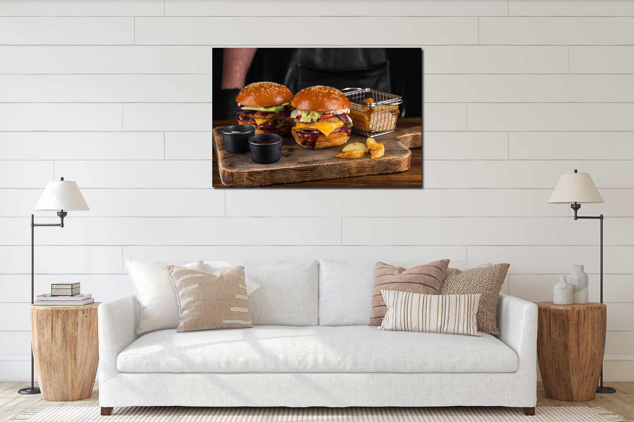 Canvas hanging interior mockup