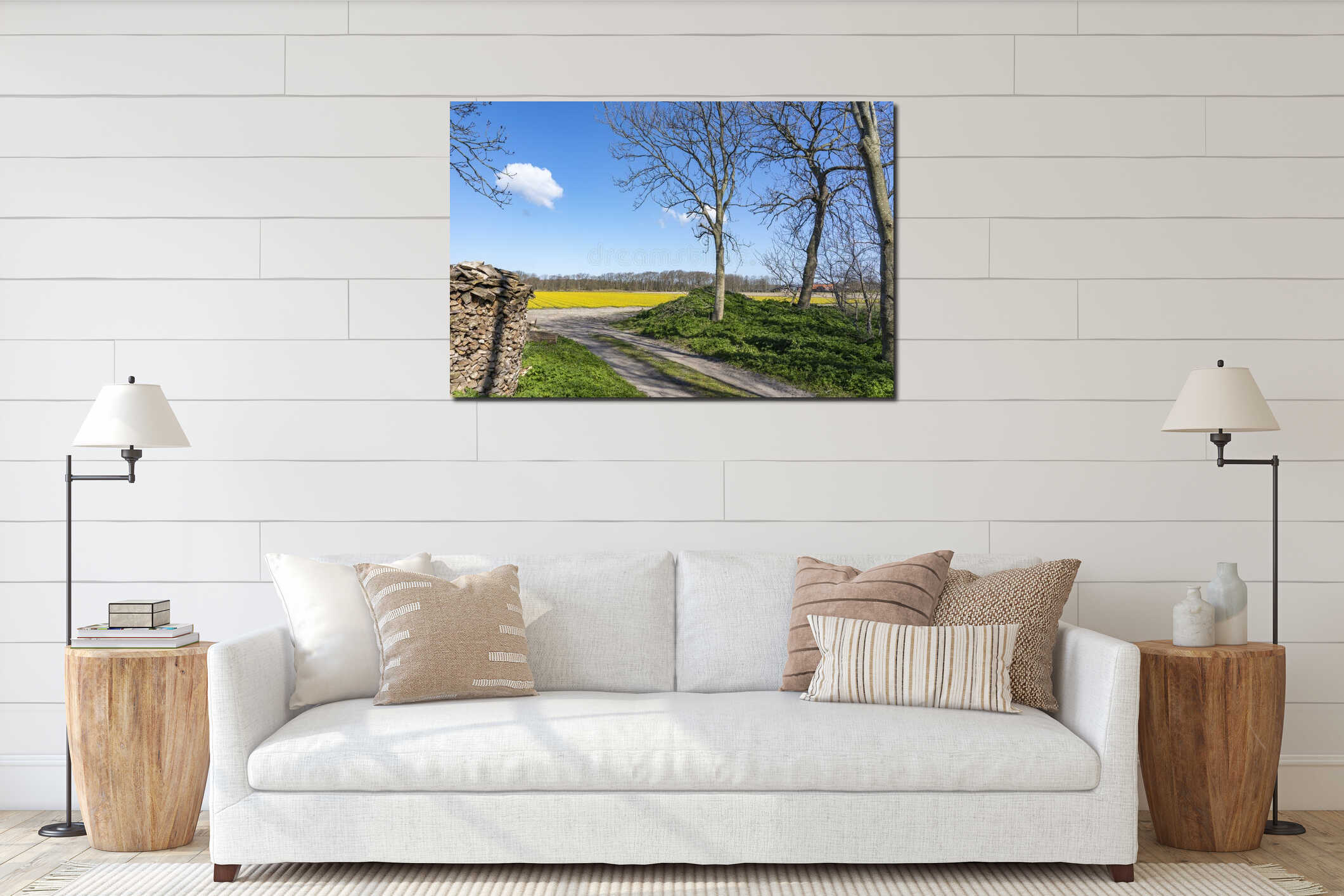 Canvas hanging interior mockup