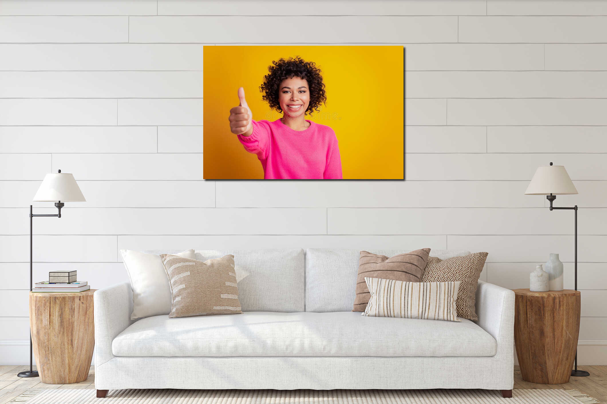 Canvas hanging interior mockup